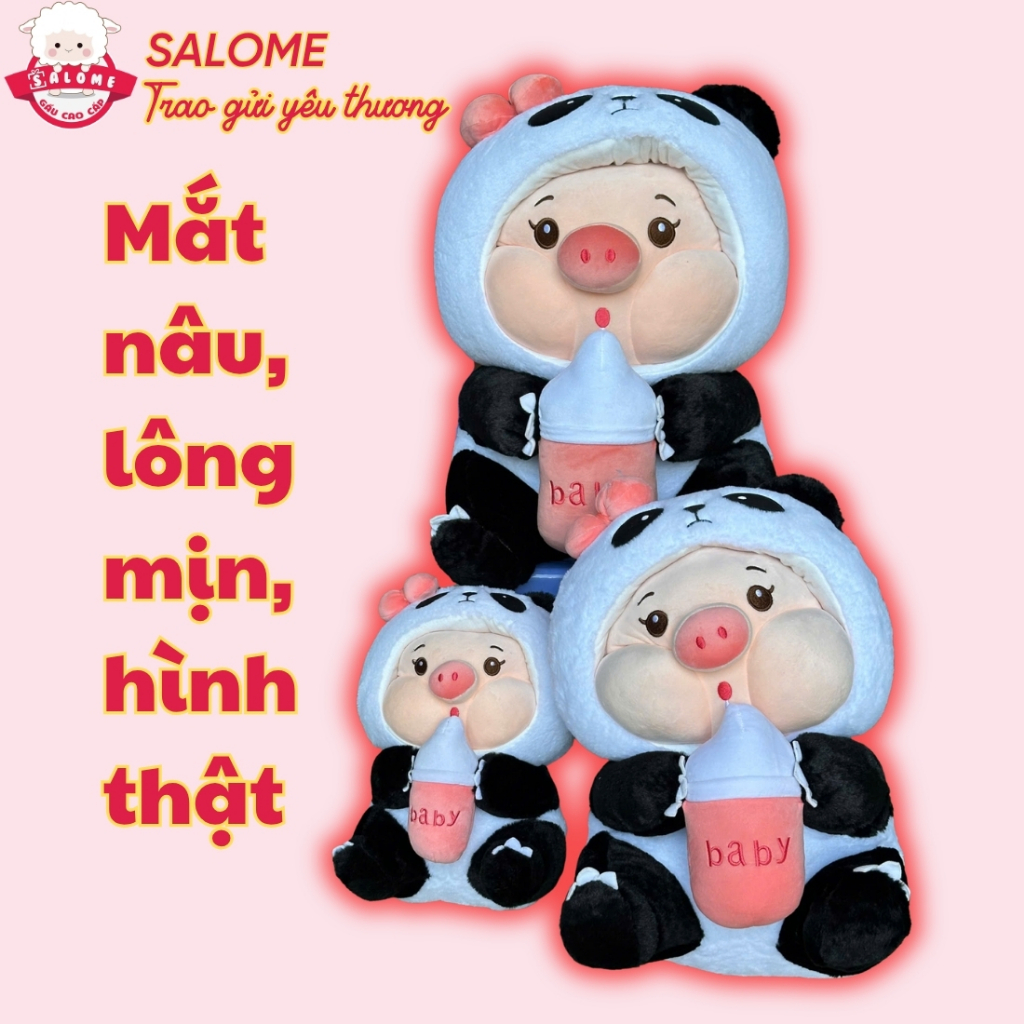Gấu Bông Heo Nón Gấu Trúc Ôm Bình Sữa