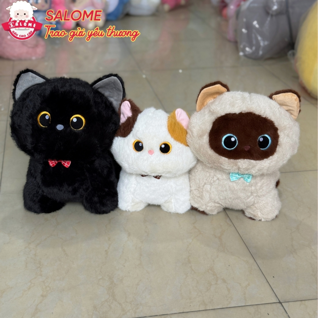 Gấu bông mèo đen, mèo tam thể, mèo xiêm