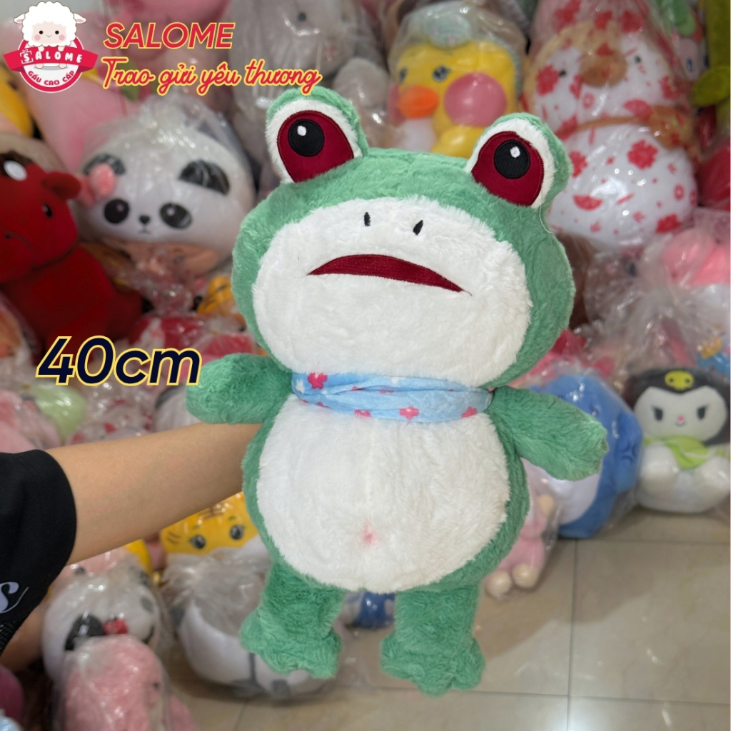 Gấu bông con ếch xanh quàng khăn