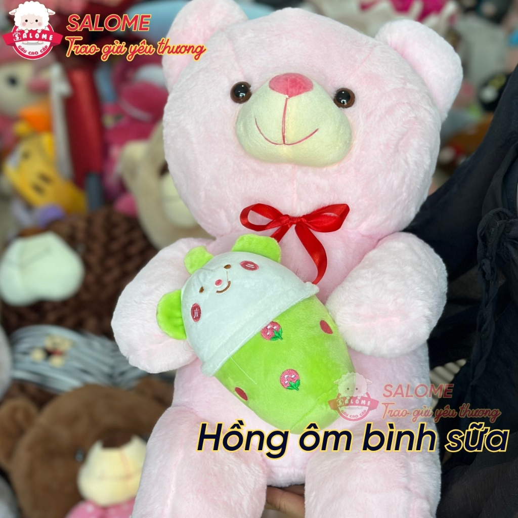 Gấu bông tedđy ôm trà sữa