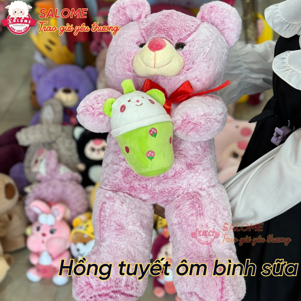 Gấu bông tedđy ôm trà sữa