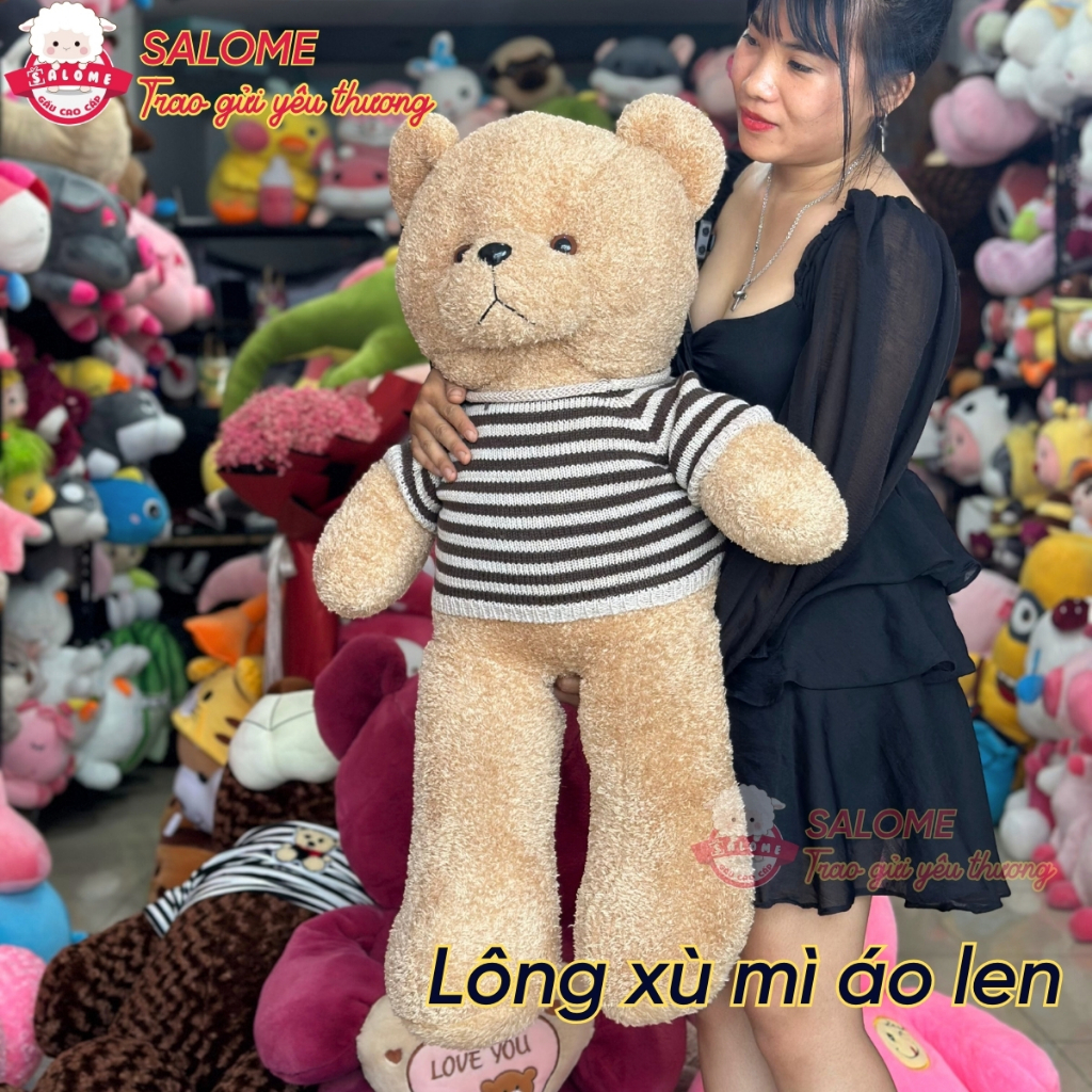 Gấu bông teddy xù mì áo len