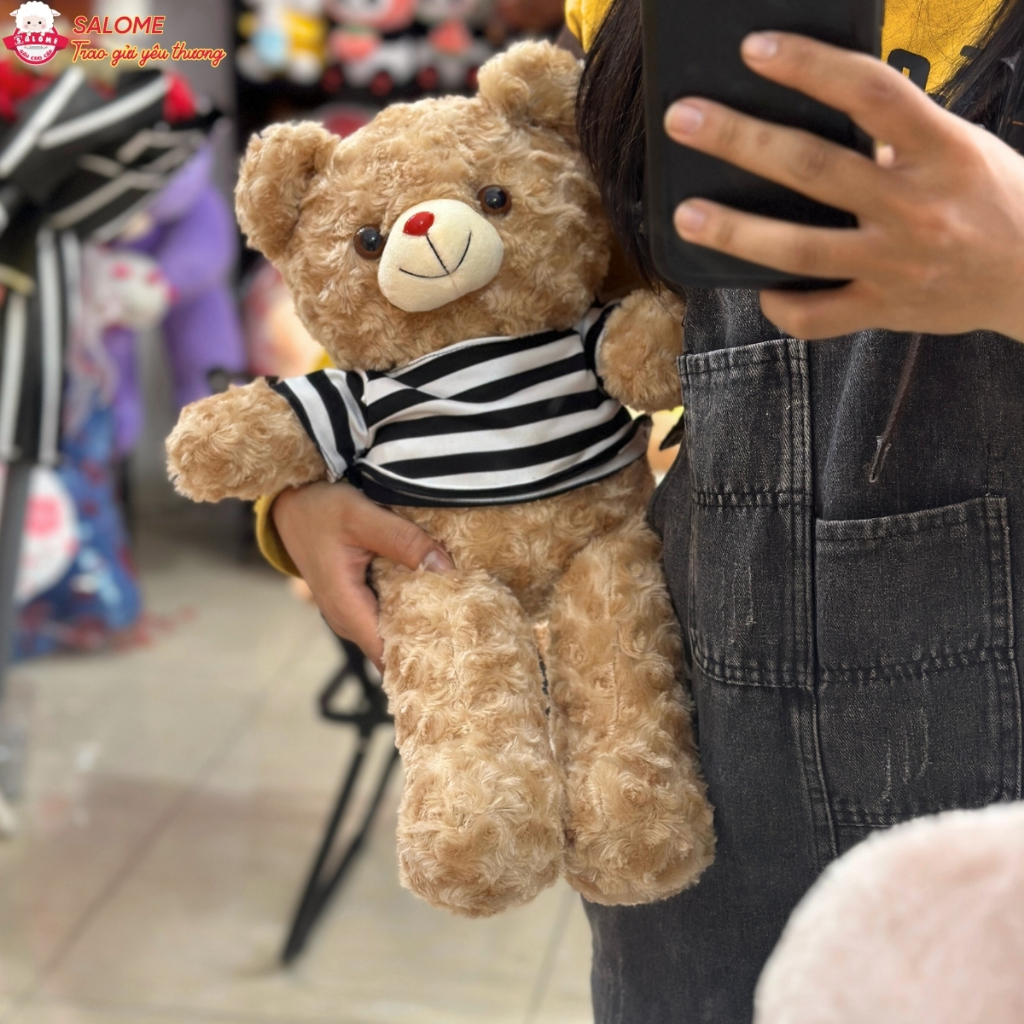 Gấu bông teddy xù mì áo thun, teddy mini nhỏ cho bé