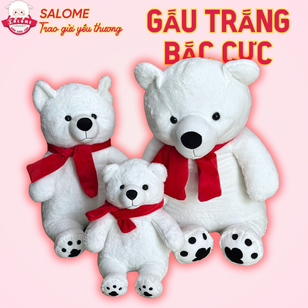 Gấu bông gấu bắc cực đeo khăn đỏ