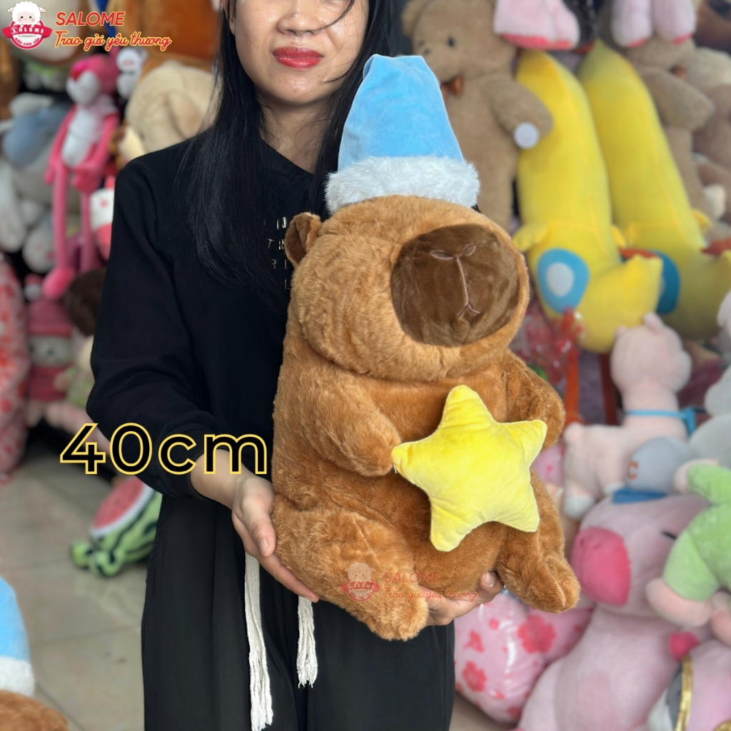 Gấu bông capybara ôm trăng sao