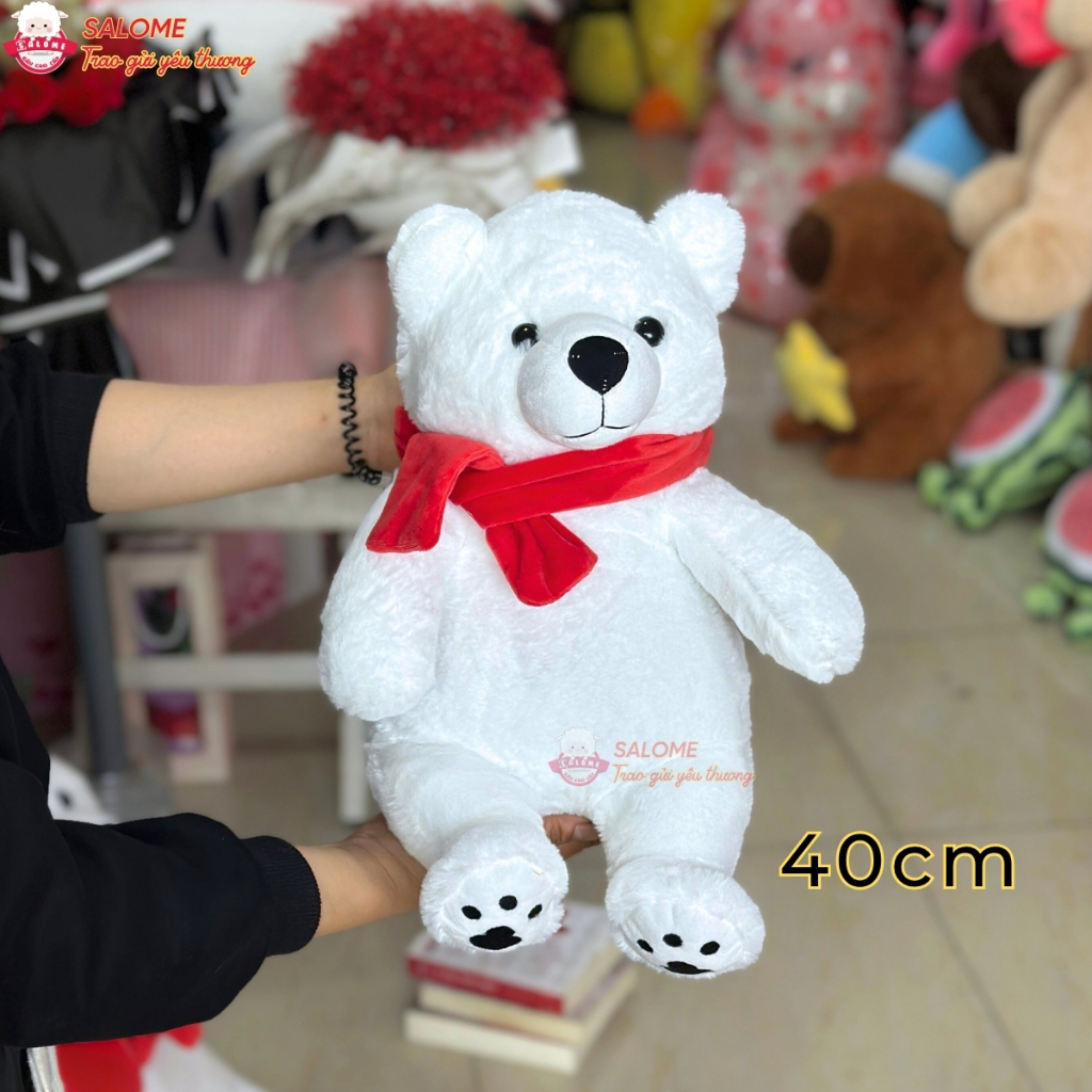 Gấu bông gấu bắc cực đeo khăn đỏ