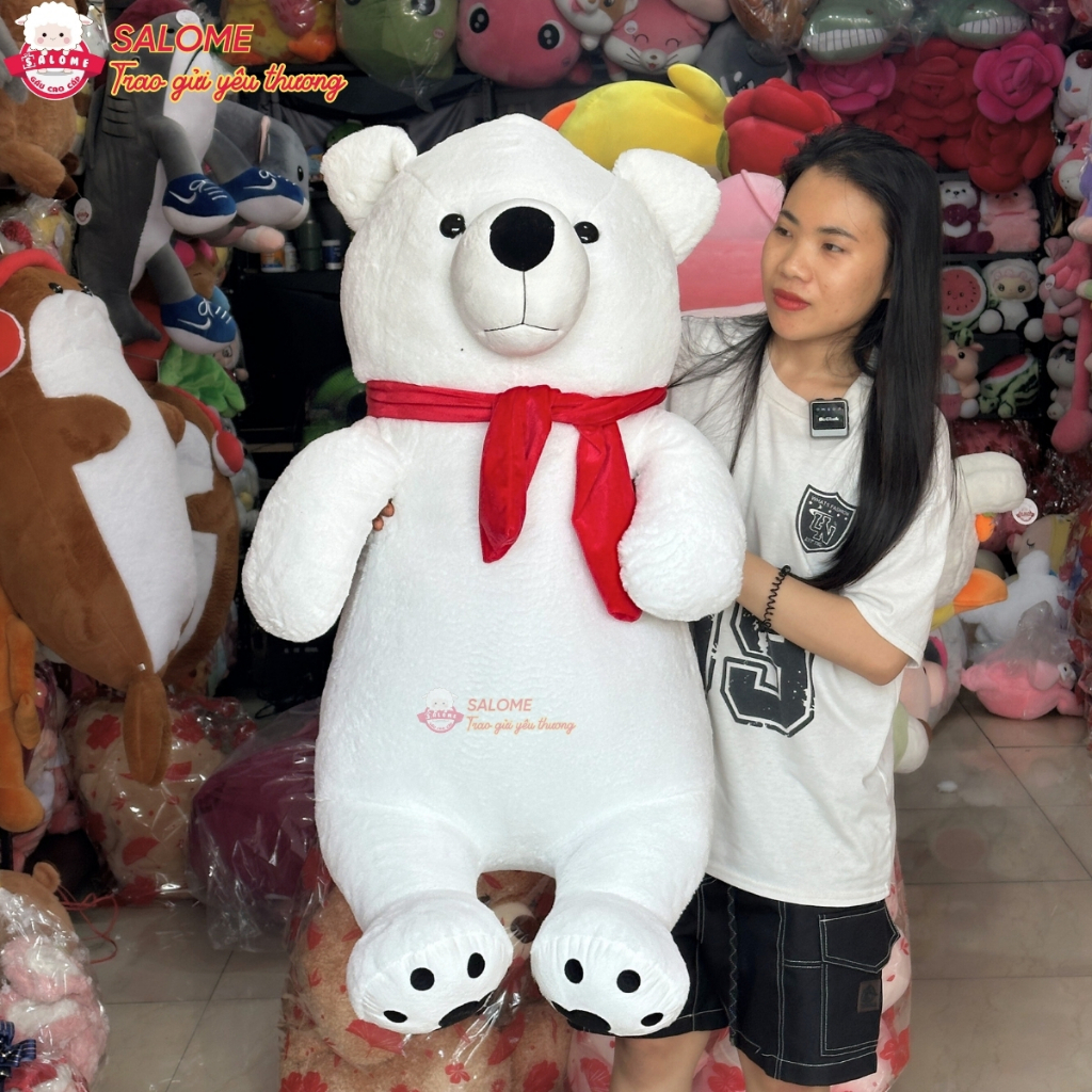 Gấu bông gấu bắc cực đeo khăn đỏ