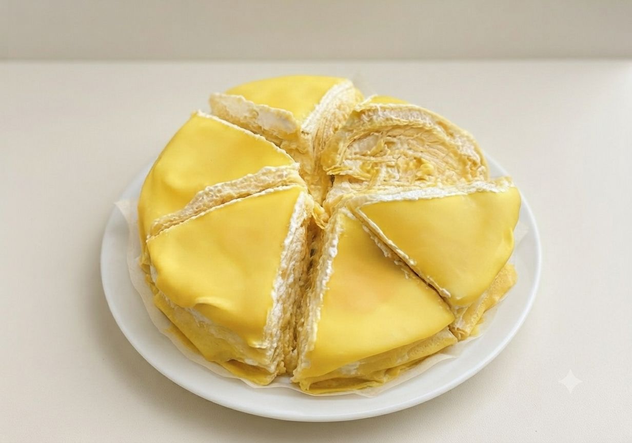 Bánh crepe mỏng nhân sầu riêng và kem tươi
