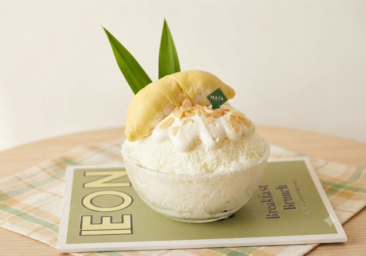 Bingsu sầu riêng với đá bào mịn