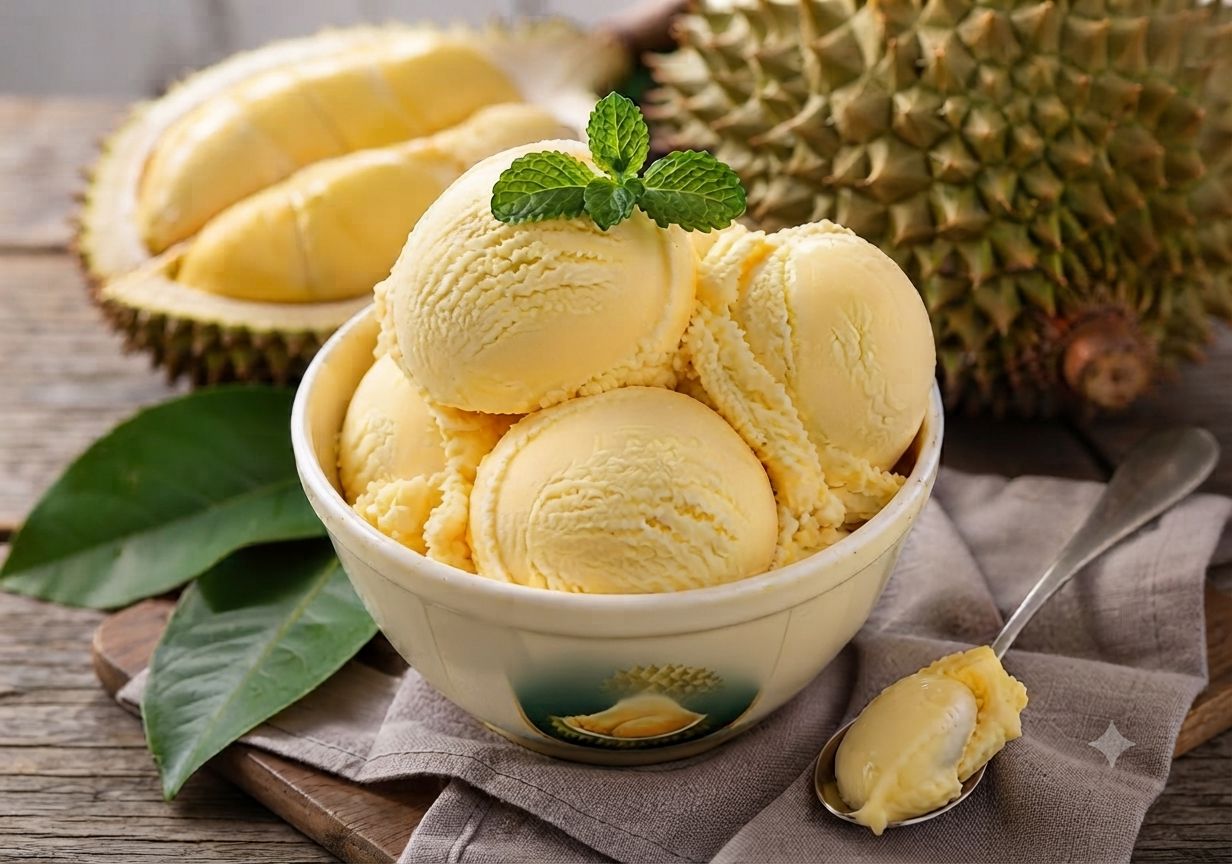 Kem sầu riêng kết cấu mịn và hương vị đặc trưng