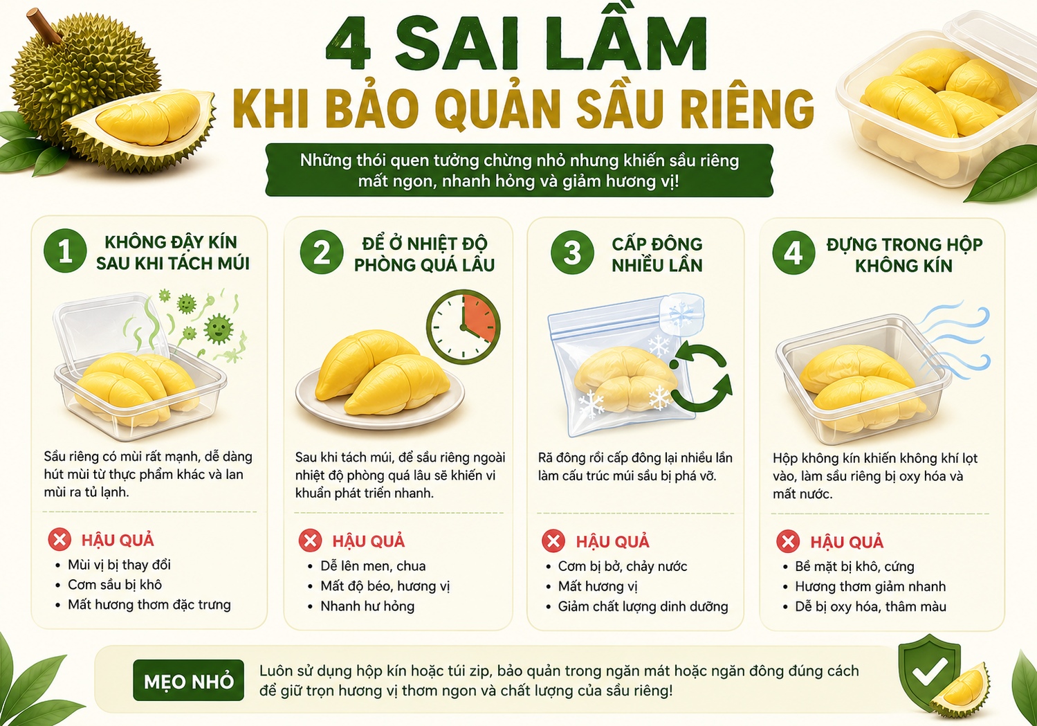 Những sai lầm khi bào quản sầu riêng
