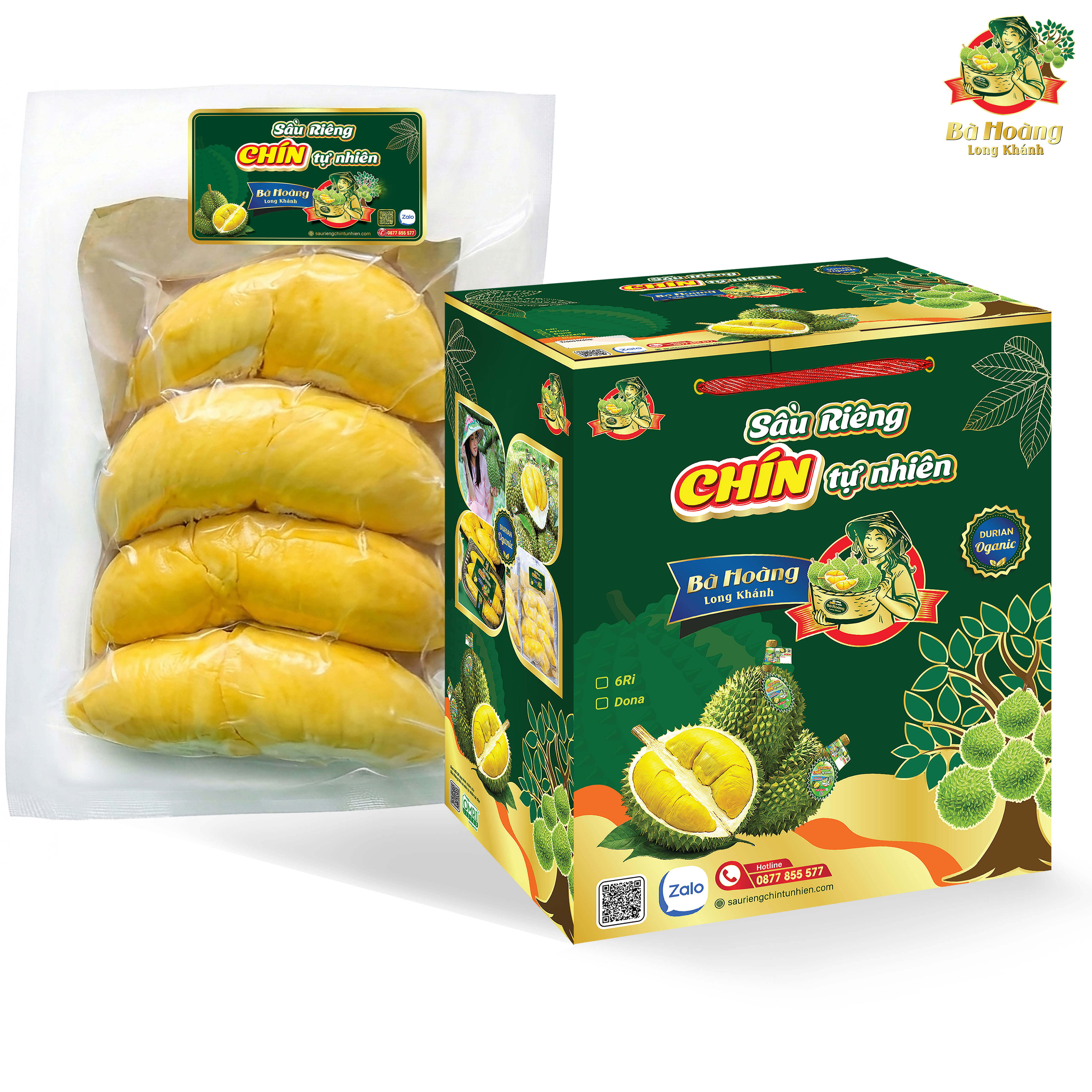 Cơm Sầu Riêng HỮU CƠ Chín Tự Nhiên l Bà Hoàng Long Khánh (Combo thùng 3kg)