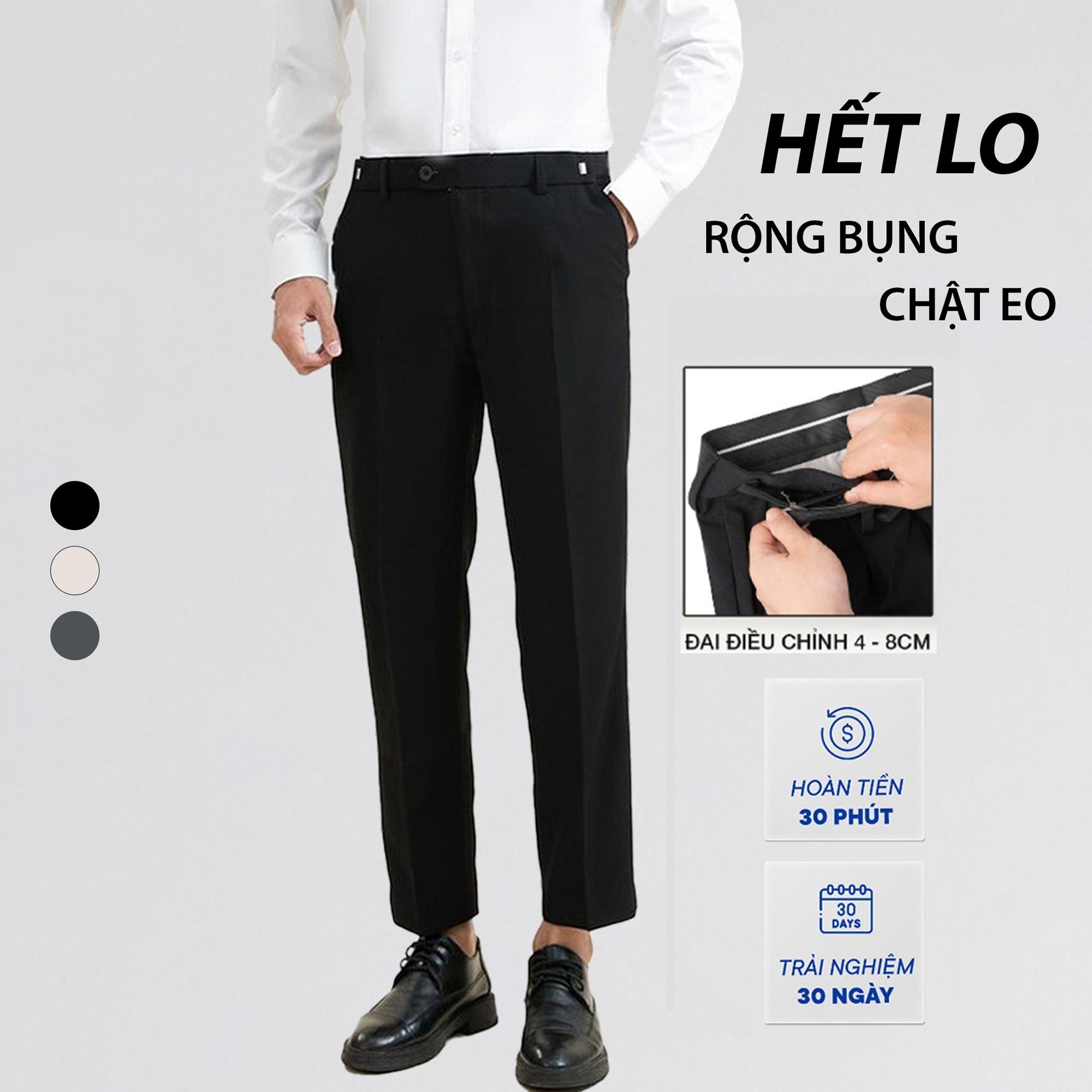 Quần Âu Cạp Điều Chỉnh Độ Rộng Vòng Eo Form Dáng Baggy, Quần Tây Nam Phong Cách Hàn Quốc Co Giãn Q141 Menswear Pants