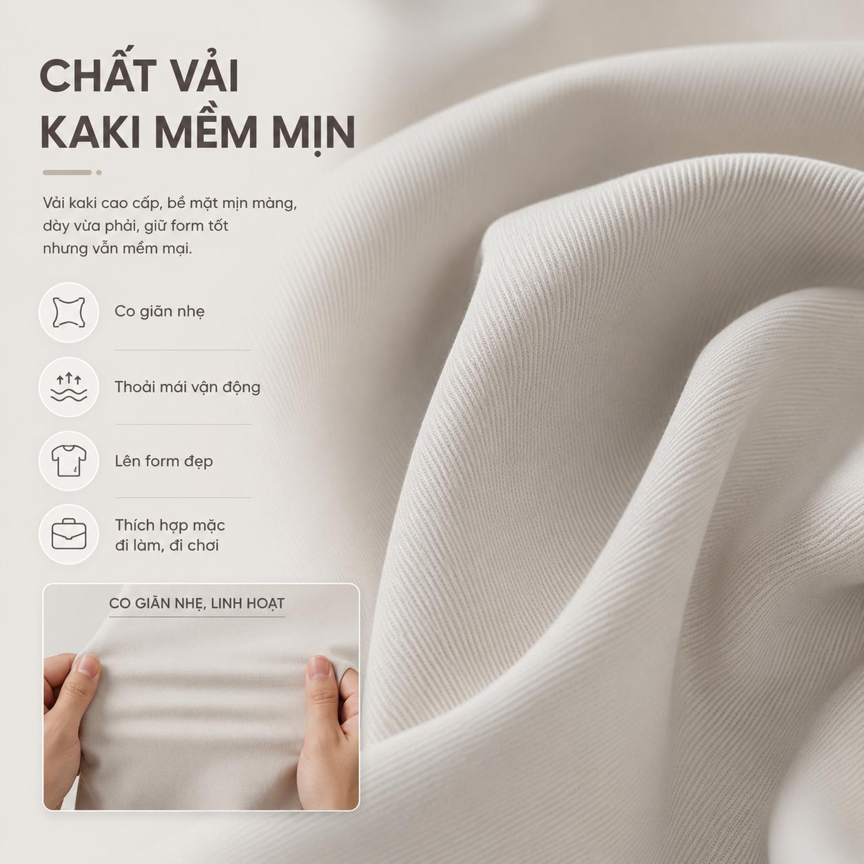 Quần Kaki Nam Dáng Ống Đứng Cạp Chun Vải Kaki Mềm Mịn 290gsm Co Giãn Nhẹ Ống Suông Form Regular Phong Cách Trẻ Trung Năng Động Q252