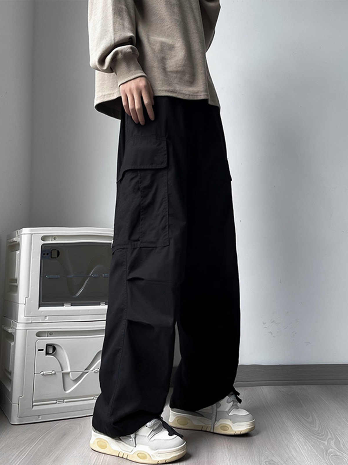 Quần Ống Rộng Túi Hộp 2 Túi Nam Nữ Có Dây Rút Unisex, Quần Túi Hộp Vải Gió Phong Cách Hiphop Đường Phố Q331 Menswear Pants