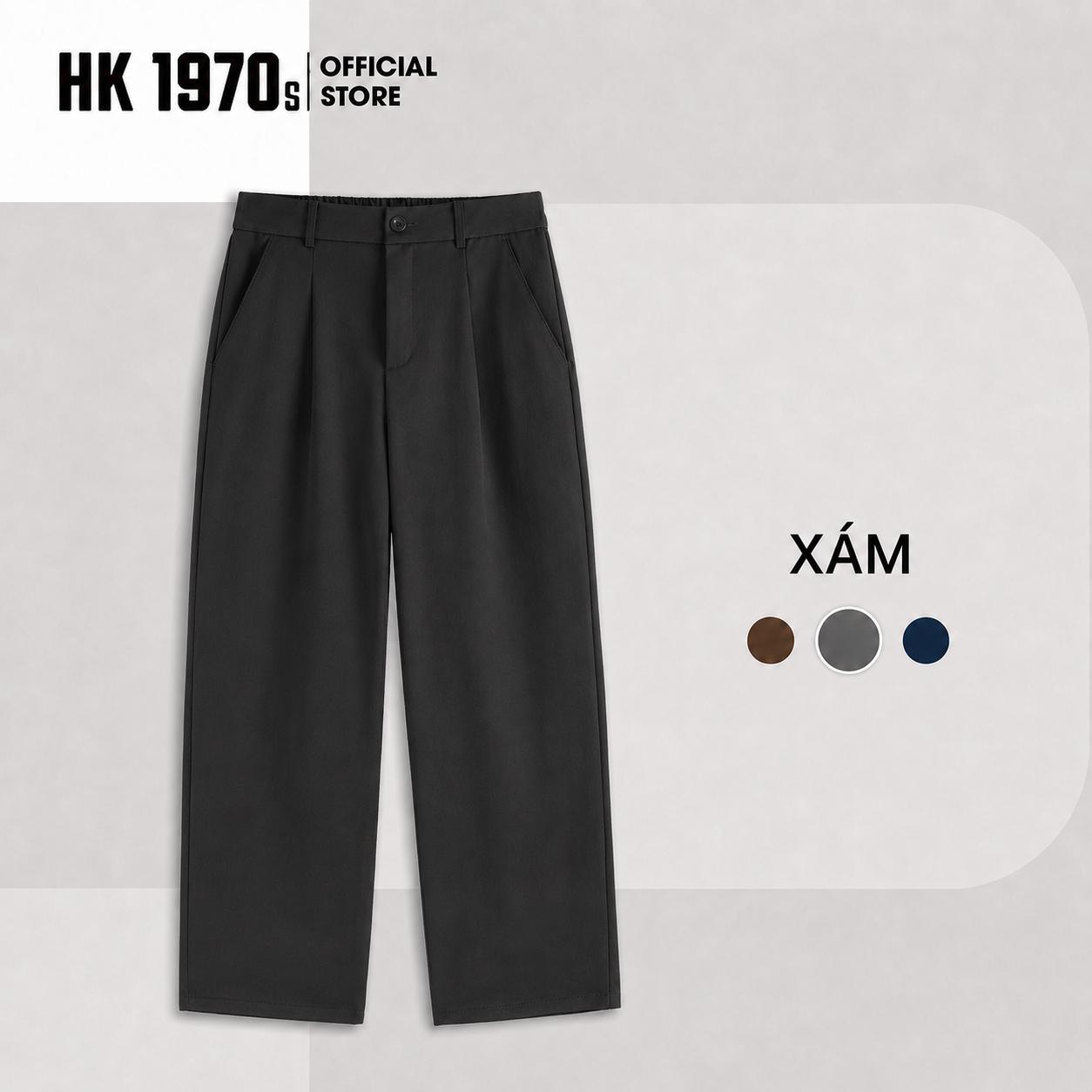 Quần Âu Nam Dáng Suông Cạp Chun Sau Vải Kaki Đài Mềm Mịn Co Giãn Nhẹ Ống Rộng Mặc Thoải Mái Q240