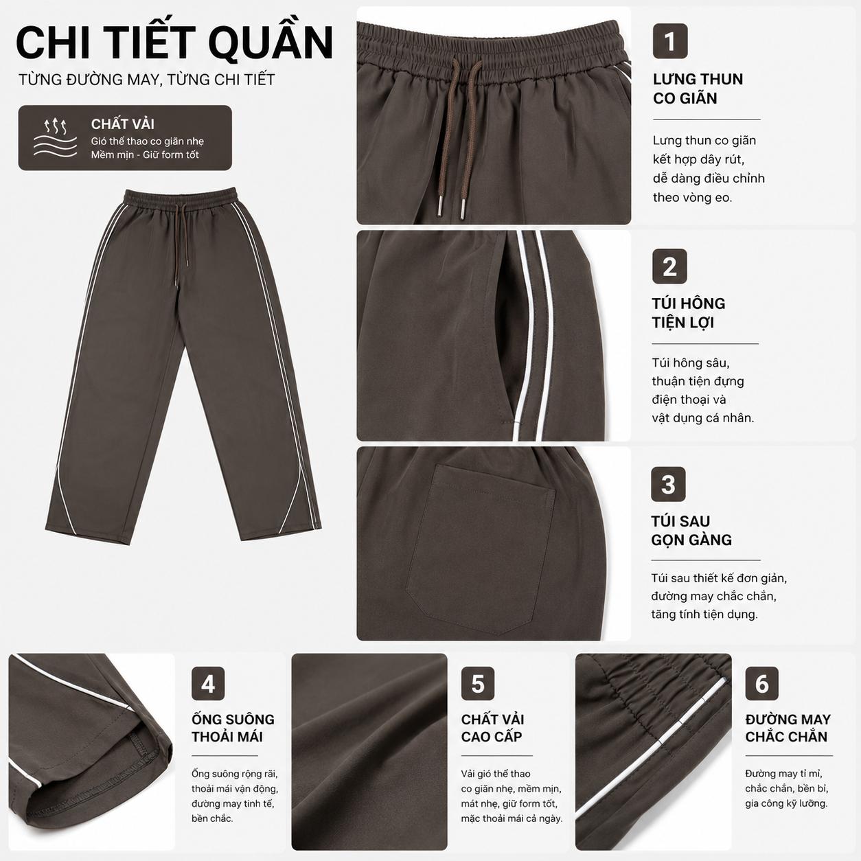 Quần Ống Suông Dáng Rộng Nam Nữ Chất Gió Thể Thao Co Giãn Nhẹ Mềm Mịn Thoáng Mát, Dáng Rộng Trẻ Trung Dễ Phối Đồ Thời Trang Q218