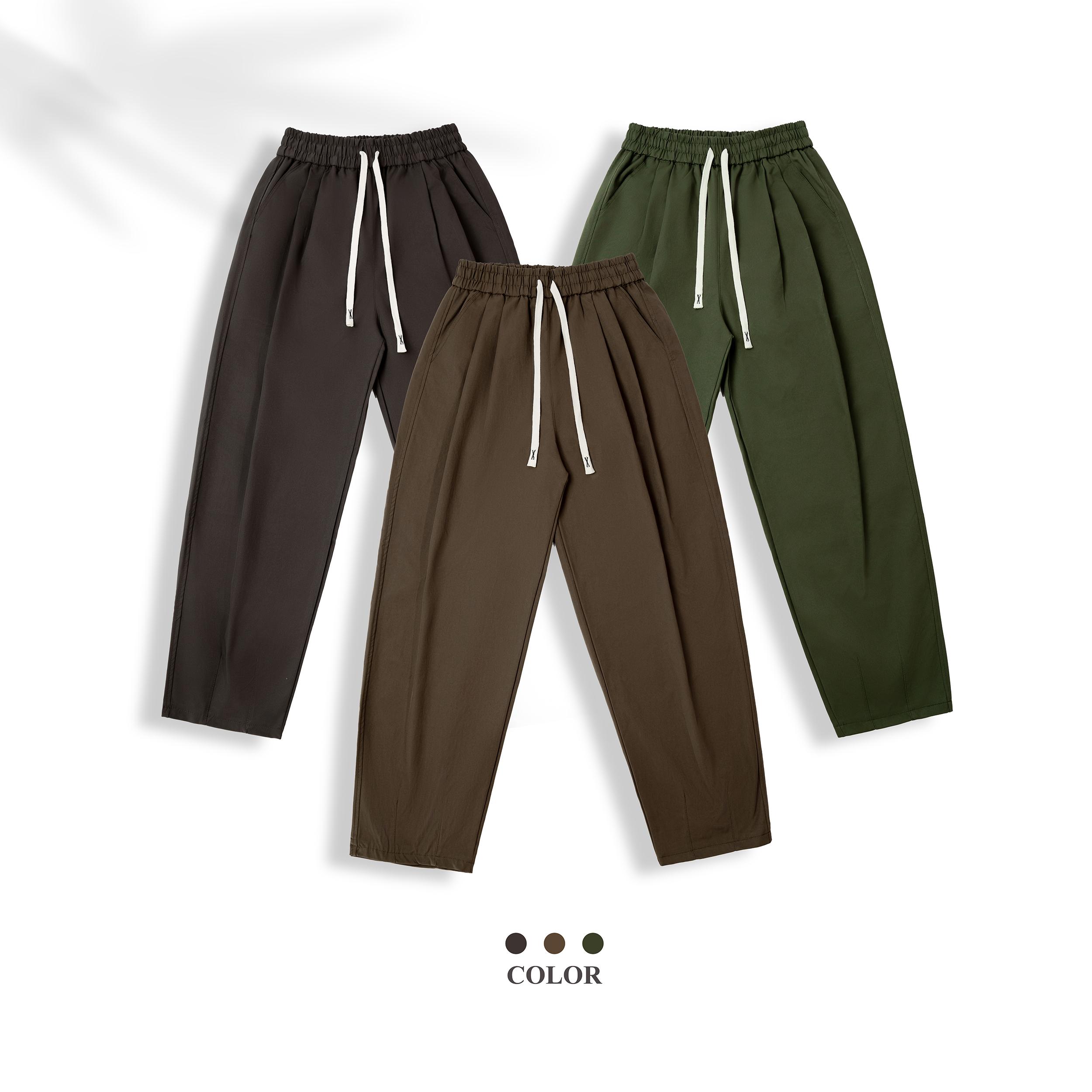 Quần Kaki Ống Rộng Dáng Thụng Xếp Ly Lưng Cao  Phong Cách Retro Hàn Quốc Q182 Pants Kem Nam Menswear Nam Menswear