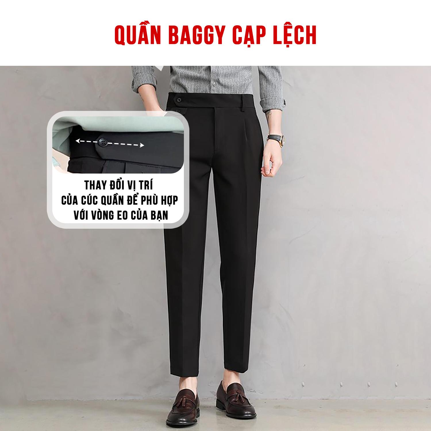 Quần âu nam , Quần tây nam vải tuyết mưa hàn quốc ống côn dáng ôm Q101 Menswear Pants Ong Có Túi Trắng Đen  quần  âu