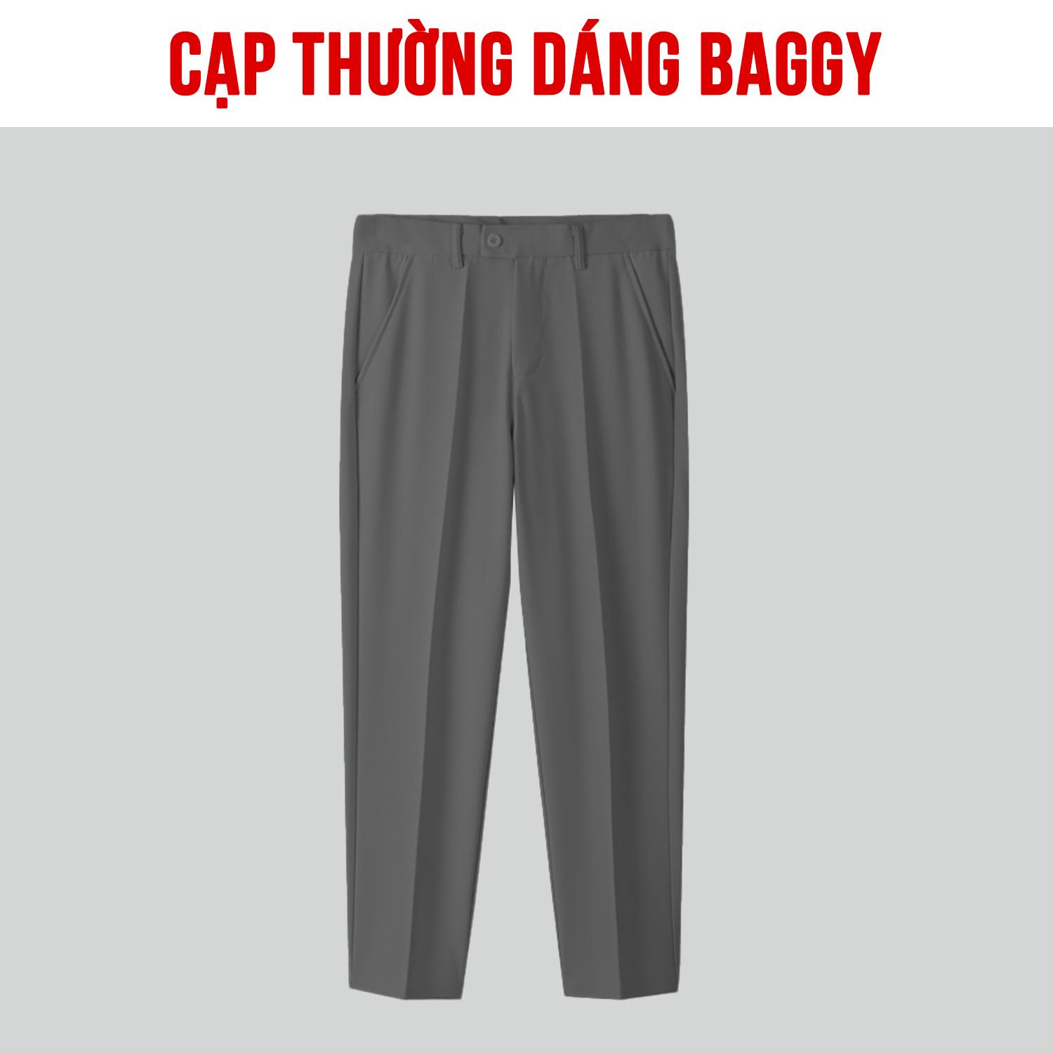 Quần âu nam, Quần tây nam HK1970 dáng baggy ống côn vải cotton co dãn nhẹ màu đen, kaki Q191 Menswear Pants Ong Có Túi quana  unam