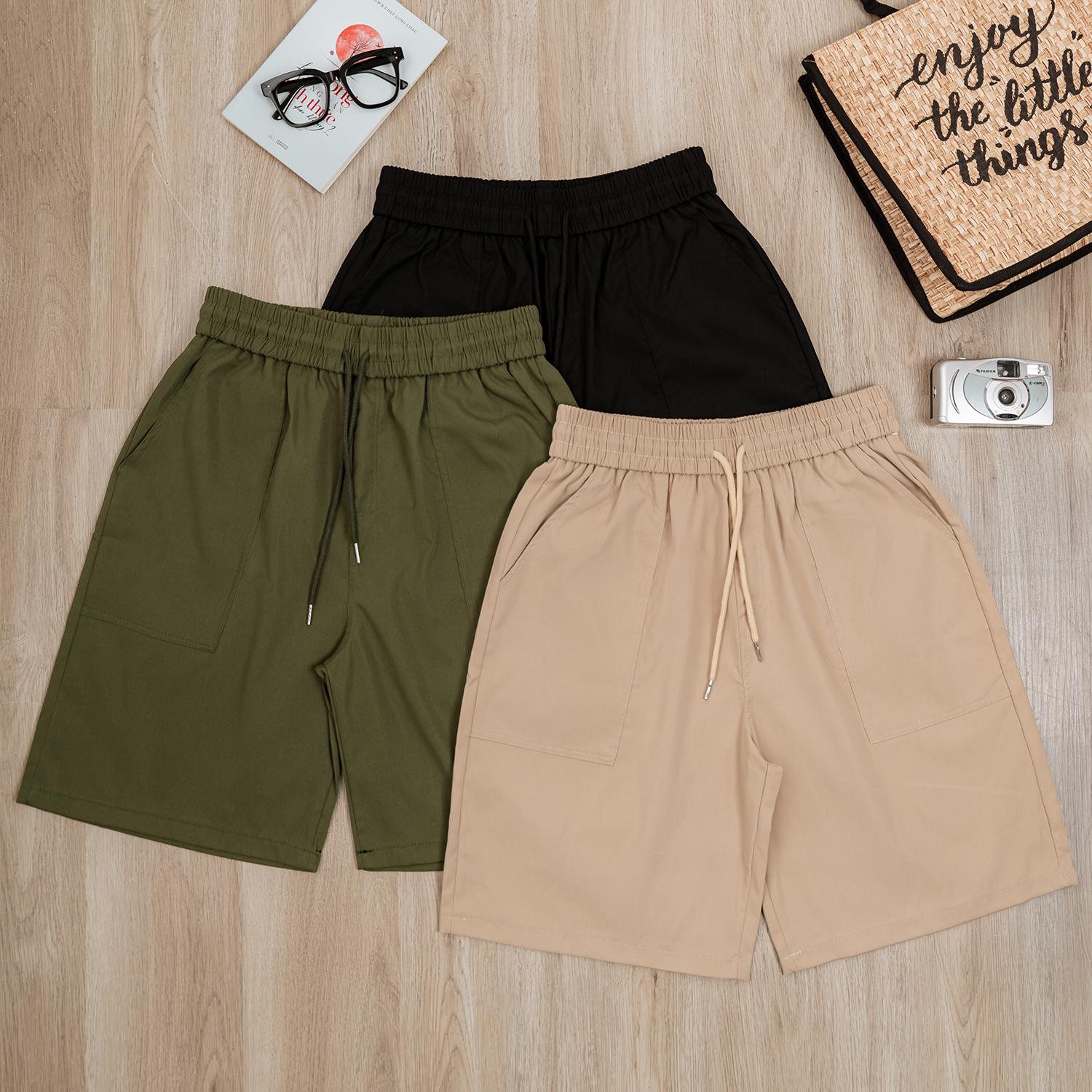 Quần Short KaKi Nam Nữ Unisex Chất Vải KaKi 2 Da Form Ống Rộng Oversize Dài Qua Gối Q207 quan thethao