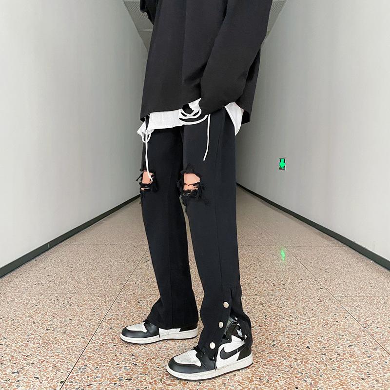 Quần Jean Nam Nữ Rách Gối Ống Đứng Thời Trang Hàn Quốc 2023 Q008 Pants Ong Women