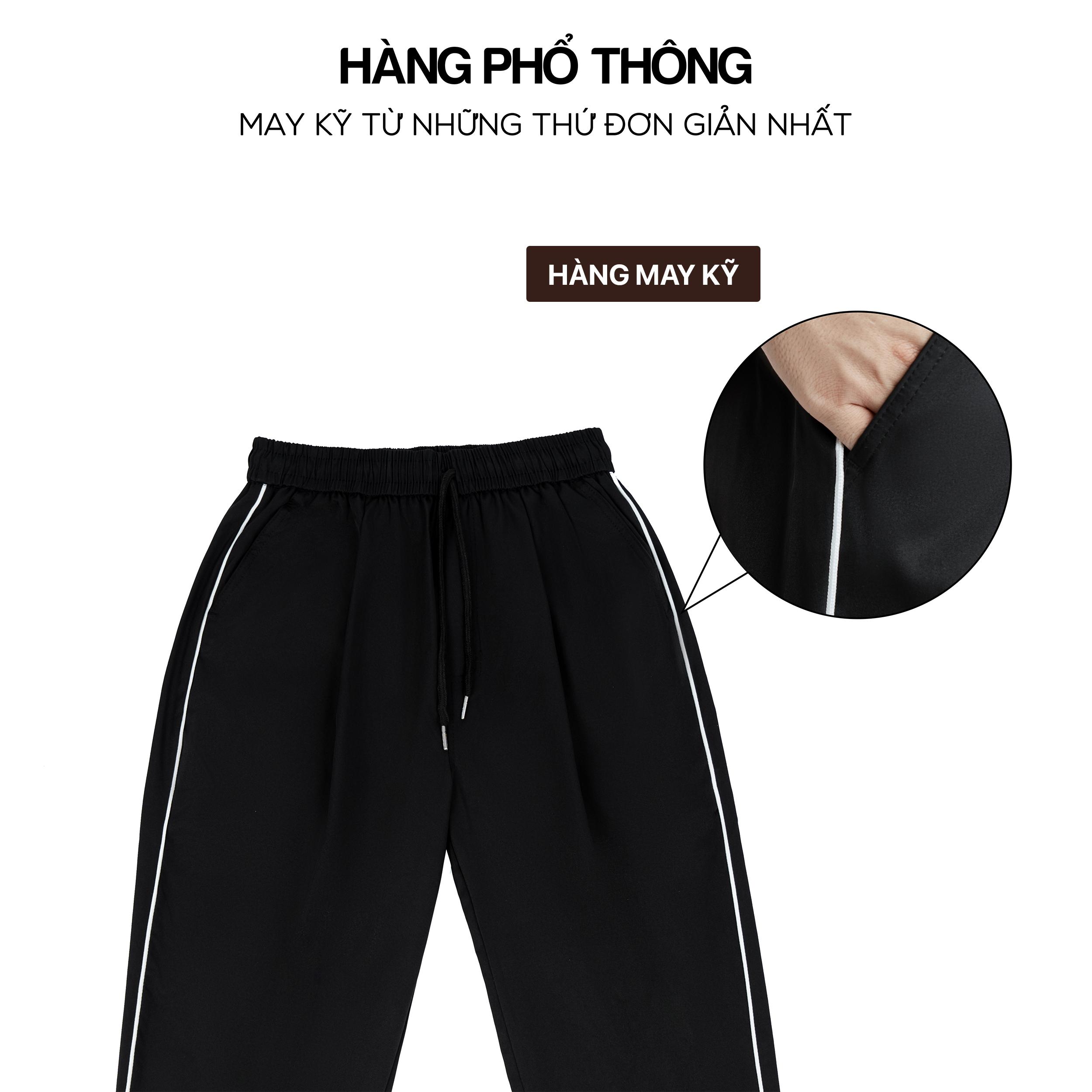 Quần Gió Thể Thao Mềm Mịn Co Giãn Nhẹ Dáng Baggy Quần Ống Suông Nam Nữ Unisex Cho Mùa Hè Q222 Màu Đen Kaki Nâu Be
