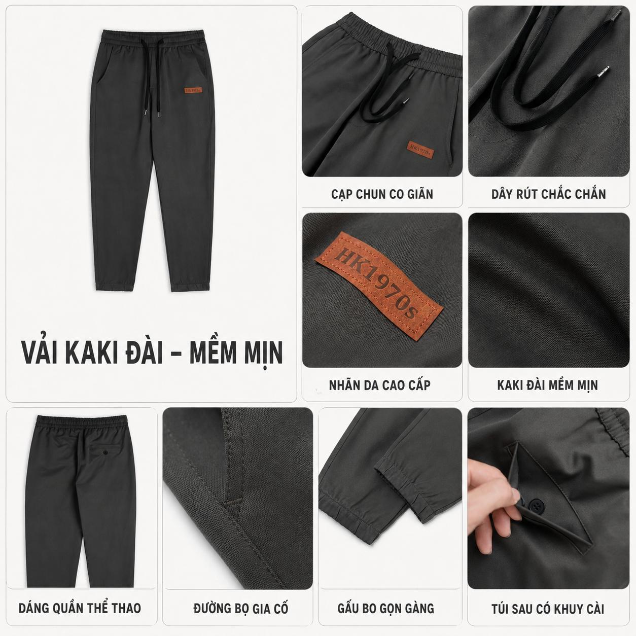 Quần Dài Kaki Nam Quần Jogger Cạp Chun Vải Kaki Đài Mềm Mịn Co Giãn Nhẹ Ống Jogger Form Regular Phong Cách Trẻ Trung Năng Động Q248