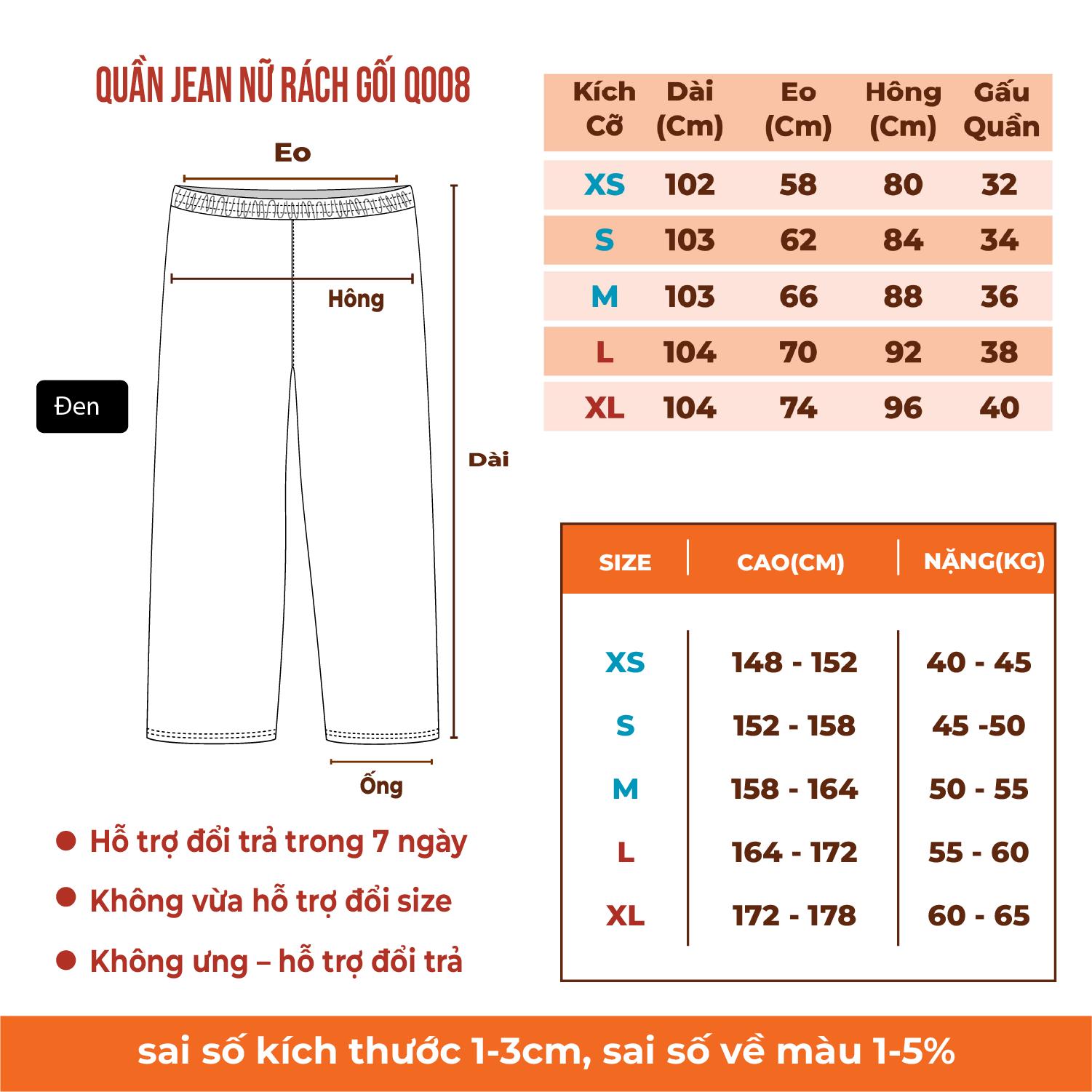 Quần Jean Nam Nữ Rách Gối Ống Đứng Thời Trang Hàn Quốc 2023 Q008 Pants Ong Women