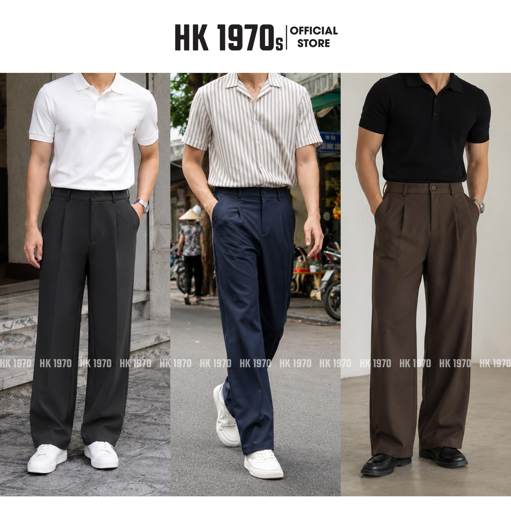 Quần Âu Nam Dáng Suông Cạp Chun Sau Vải Kaki Đài Mềm Mịn Co Giãn Nhẹ Ống Rộng Mặc Thoải Mái Q240