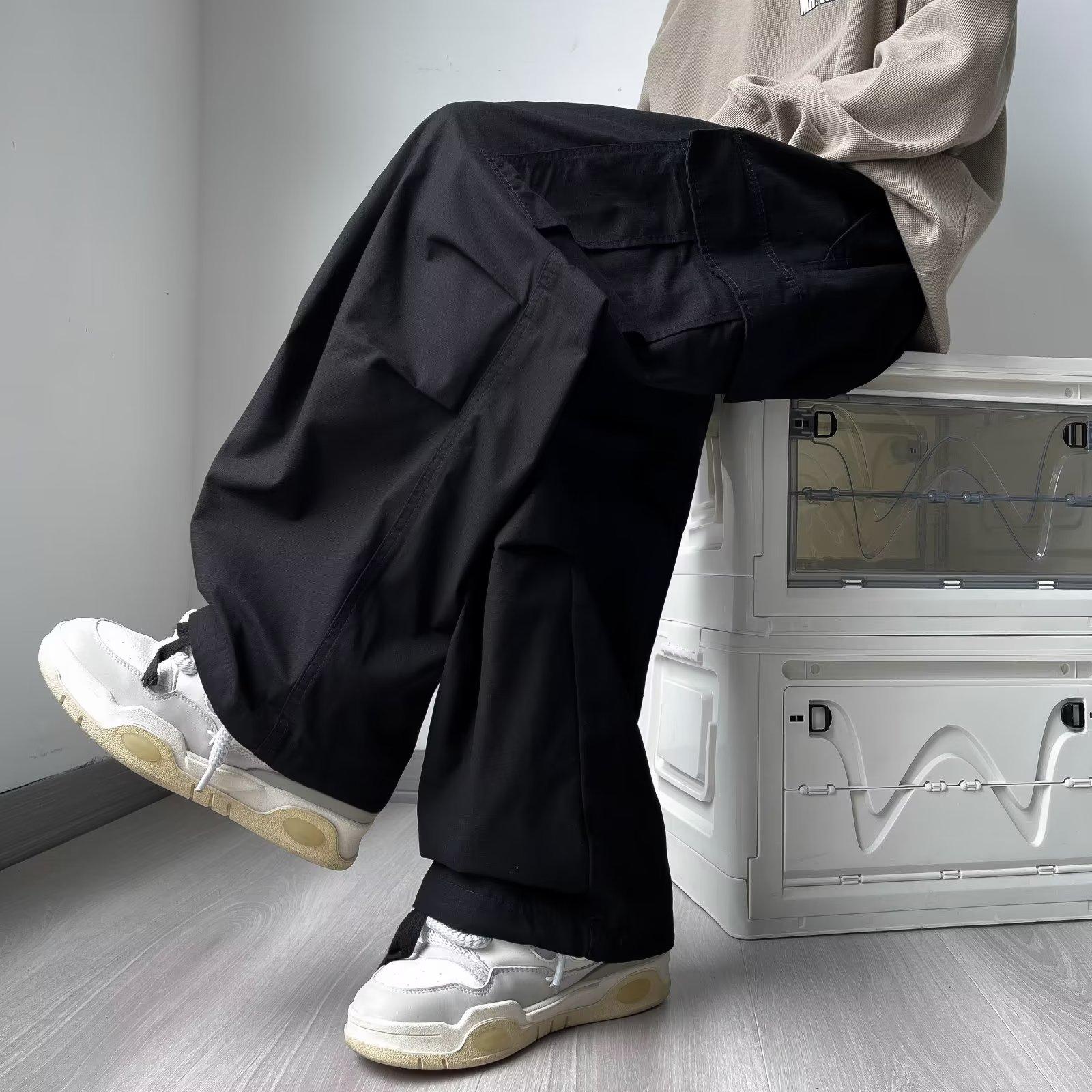 Quần Ống Rộng Túi Hộp 2 Túi Nam Nữ Có Dây Rút Unisex, Quần Túi Hộp Vải Gió Phong Cách Hiphop Đường Phố Q331 Menswear Pants