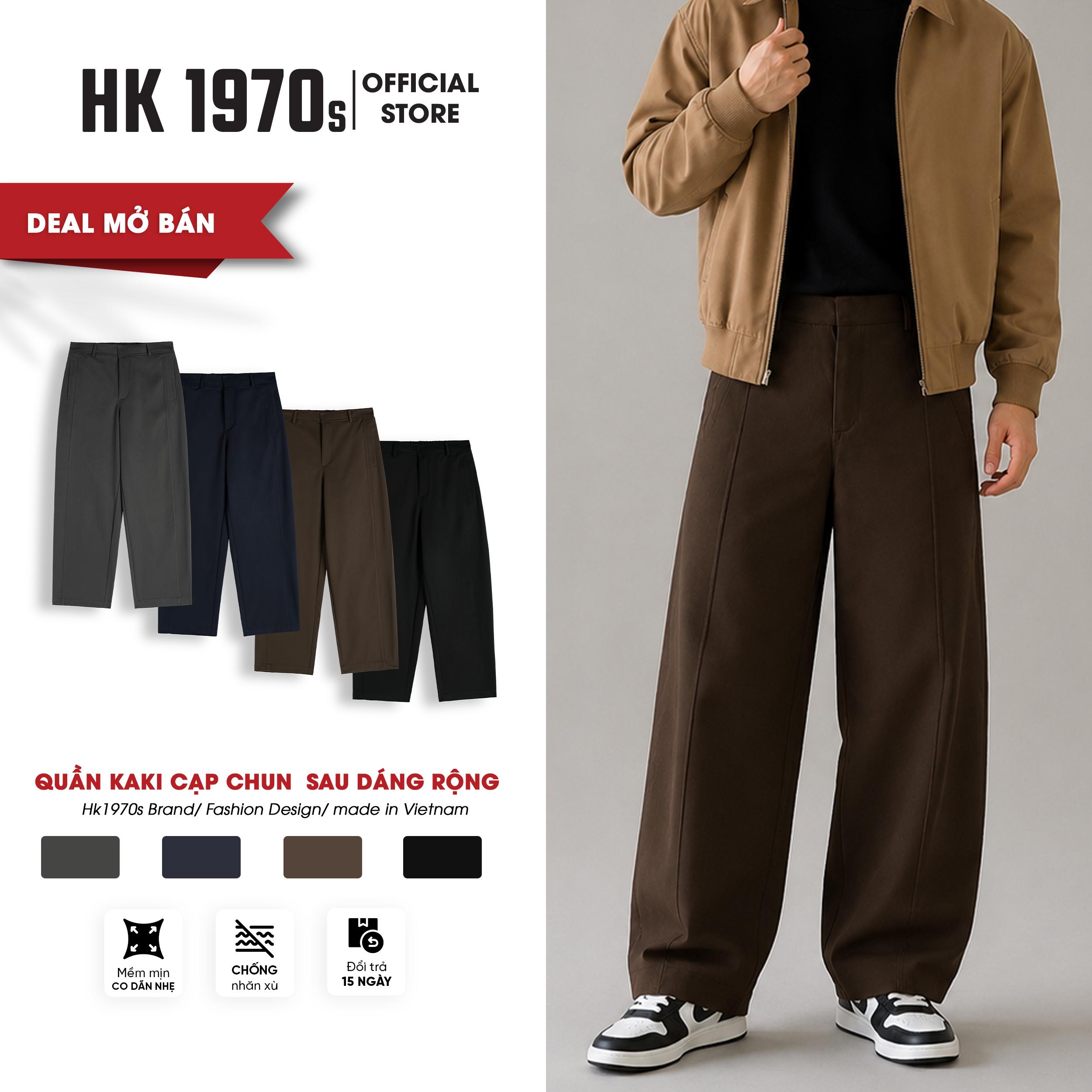 Quần Dài Kaki Nam Quần Ống Rông Cạp Chun Sau Vải Kaki Đài Mềm Mịn Co Giãn Nhẹ Form Rộng Thiết Kế Mới Phong Cách Đường Phố Q250