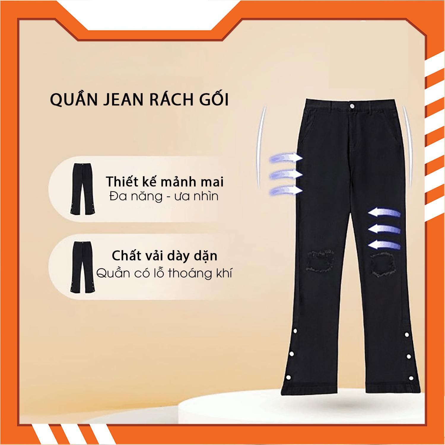 Quần Jean Nam Nữ Rách Gối Ống Đứng Thời Trang Hàn Quốc 2023 Q008 Pants Ong Women