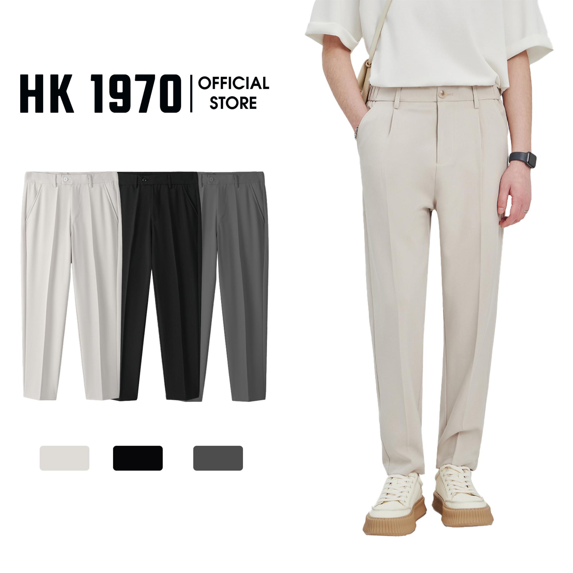 Quần âu nam, Quần tây nam HK1970 dáng baggy ống côn vải cotton co dãn nhẹ màu đen, kaki Q191 Menswear Pants Ong Có Túi quana  unam