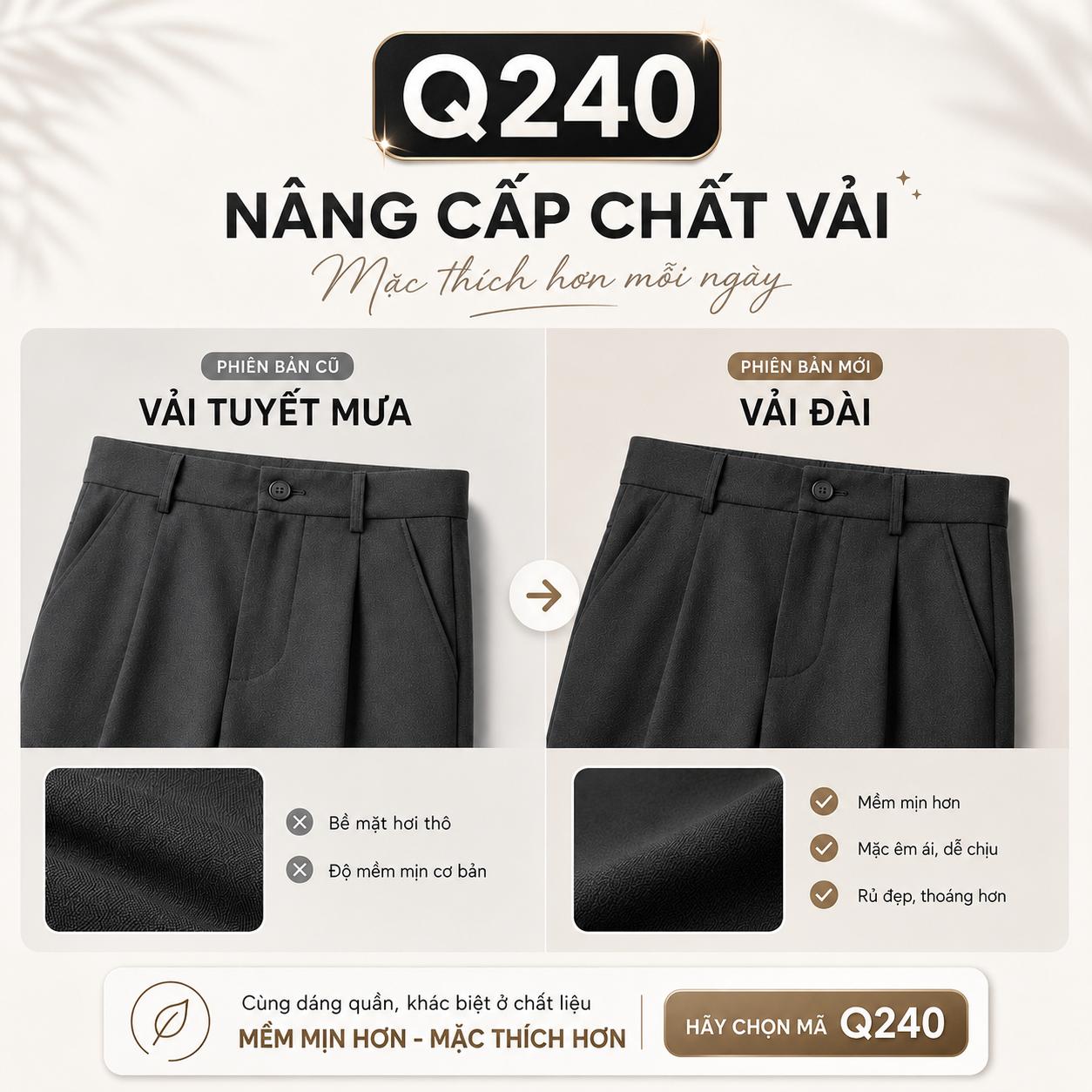 Quần Tây Nam, Quần Âu Nam Vải Cotton Hàn Dáng Quần Ống Suông Rộng Trơn Q087 Menswear Pants Đen Ong dịp Thông thường Có Túi
