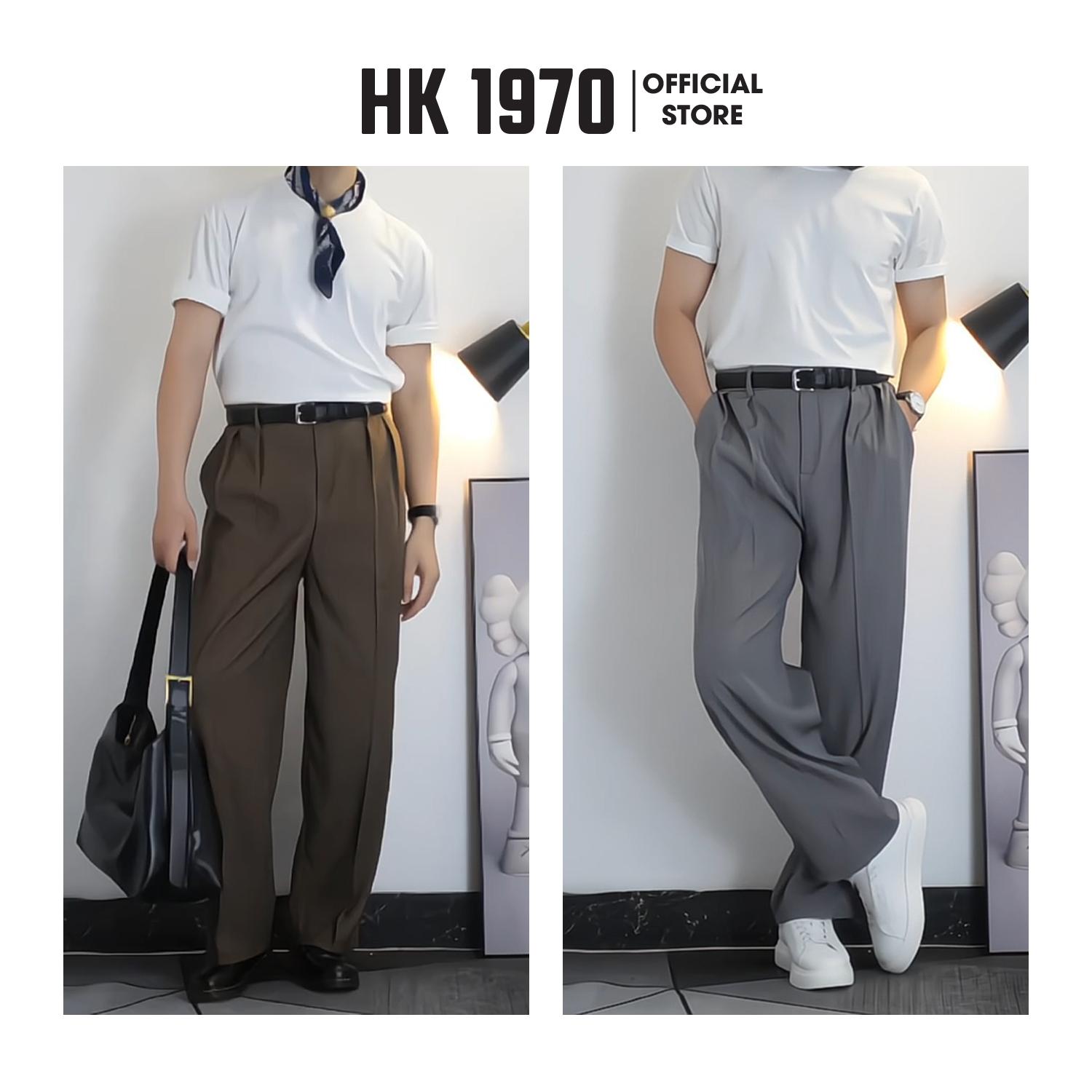 Quần Tây ốNg Rộng Xếp Ly Hk1970, Quần Âu Cạp Chun Sau Vải Rubi Mềm Mượt Thoáng Mát Phong Cách Hàn Quốc Q196