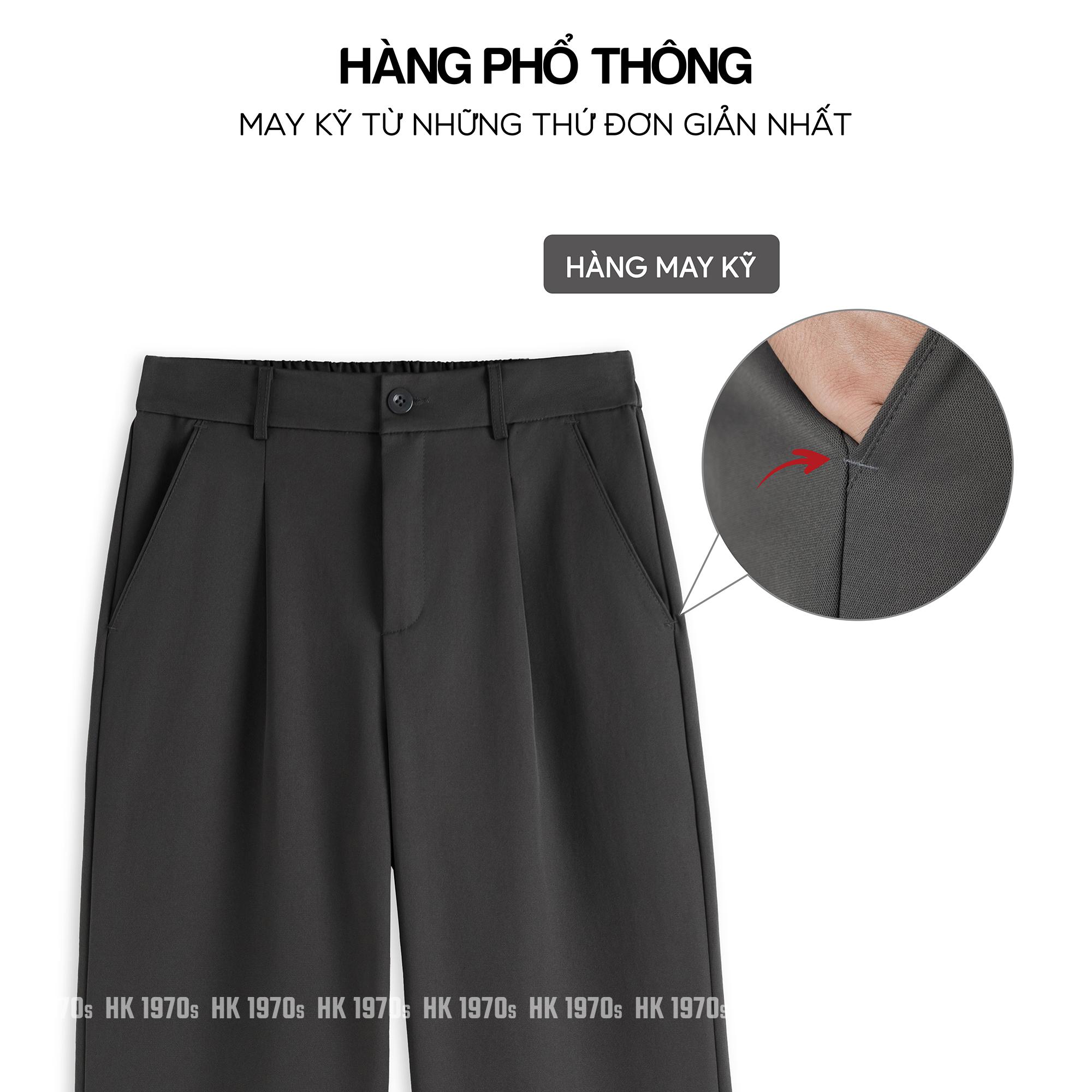 Quần Âu Nam Dáng Suông Cạp Chun Sau Vải Kaki Đài Mềm Mịn Co Giãn Nhẹ Ống Rộng Mặc Thoải Mái Q240