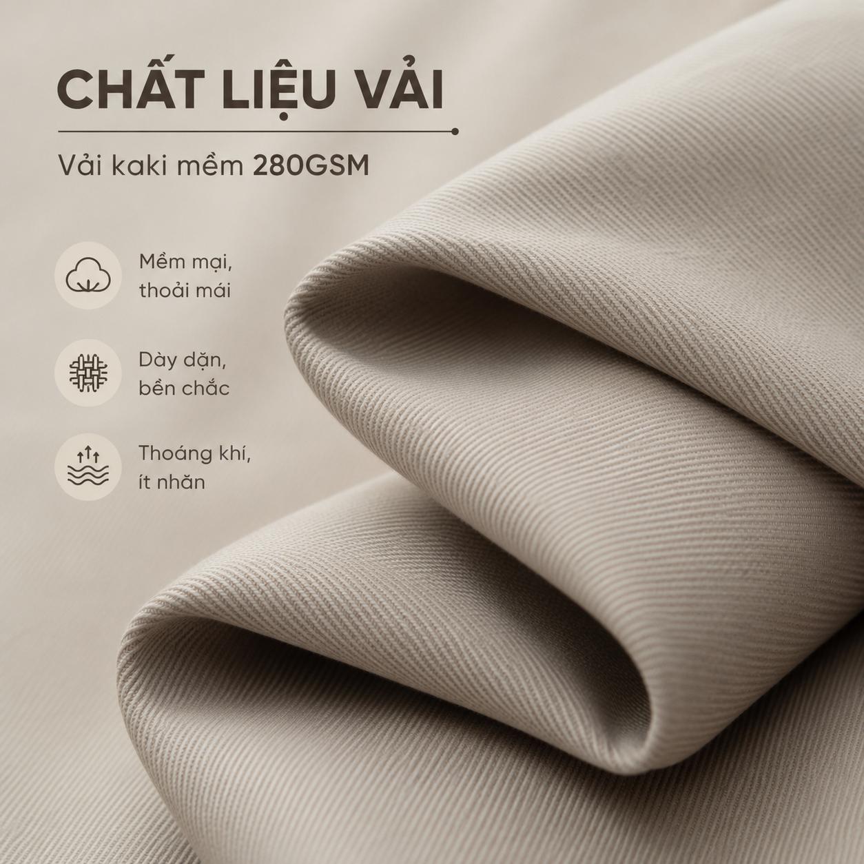 Quần Túi Hộp Dáng Suông, Quần Túi Hộp Vải KaKi Nam Nữ Phong Cách Đường Phố Đơn Giản Basic Q219 Menswear Pants Kaki