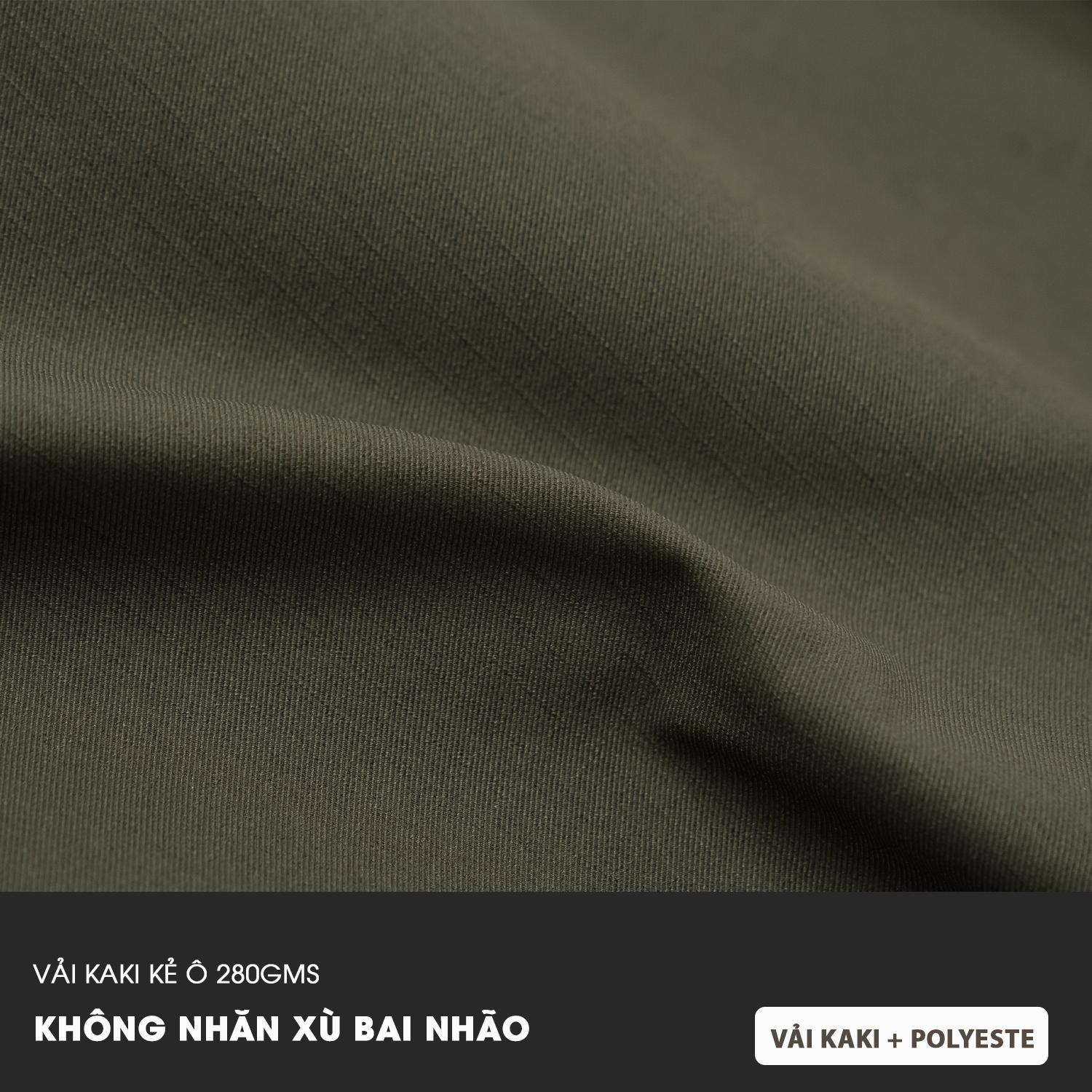 Quần Kaki Nam Eo Chun Sườn Ống Côn Vải Kaki 280GSM Kẻ Ô 280GSM Không Nhăn Xù Bai Nhão, Vải Siêu Bền Phong Cách Vintage Q228