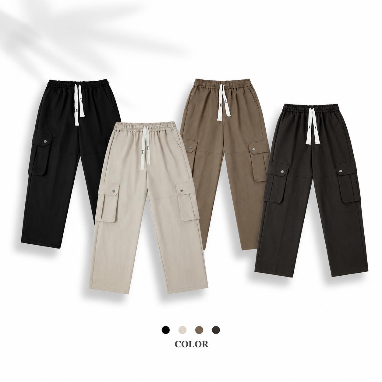 Quần Túi Hộp Dáng Suông, Quần Túi Hộp Vải KaKi Nam Nữ Phong Cách Đường Phố Đơn Giản Basic Q219 Menswear Pants Kaki