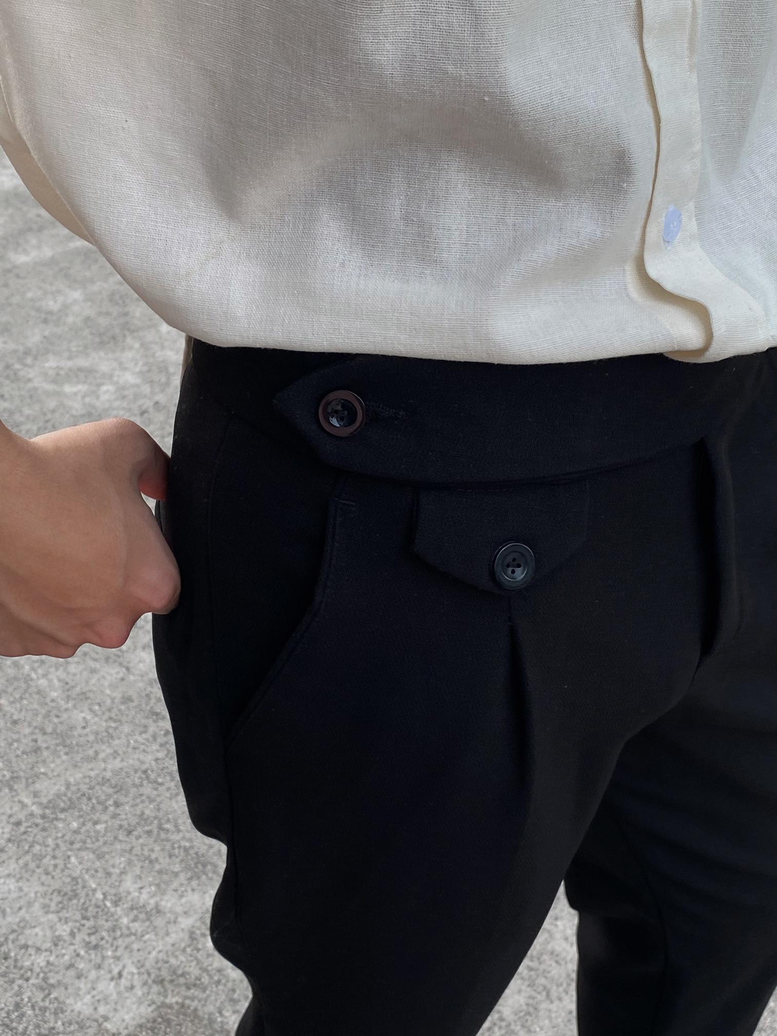 Quần âu nam , Quần tây nam vải tuyết mưa hàn quốc ống côn dáng ôm Q101 Menswear Pants Ong Có Túi Trắng Đen  quần  âu