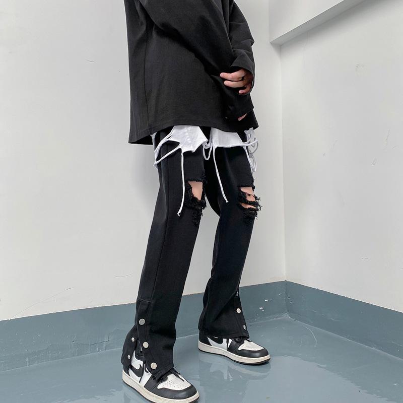 Quần Jean Nam Nữ Rách Gối Ống Đứng Thời Trang Hàn Quốc 2023 Q008 Pants Ong Women