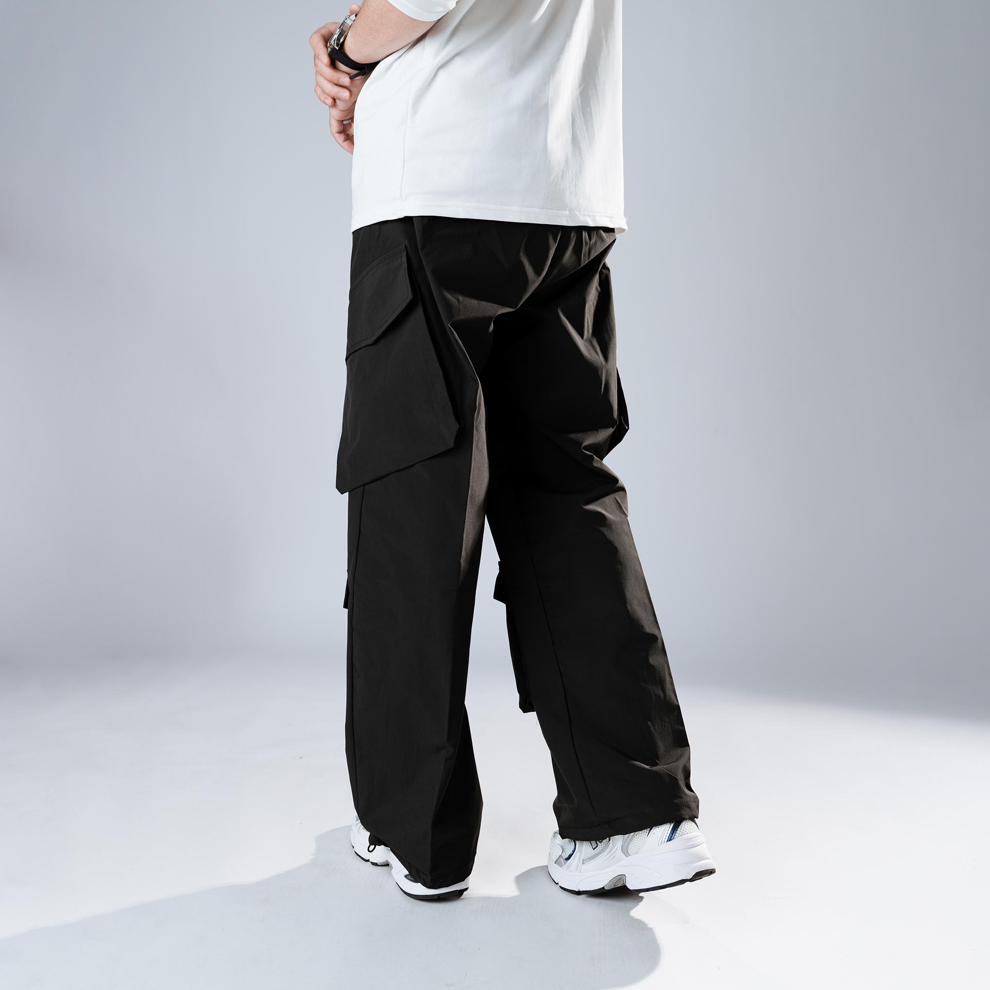 Quần Ống Rộng Túi Hộp 4 Túi Nam Nữ Có Dây Rút Unisex, Quần Túi Hộp Vải Gió Phong Cách Hiphop Đường Phố Q332 Menswear Pants Đen