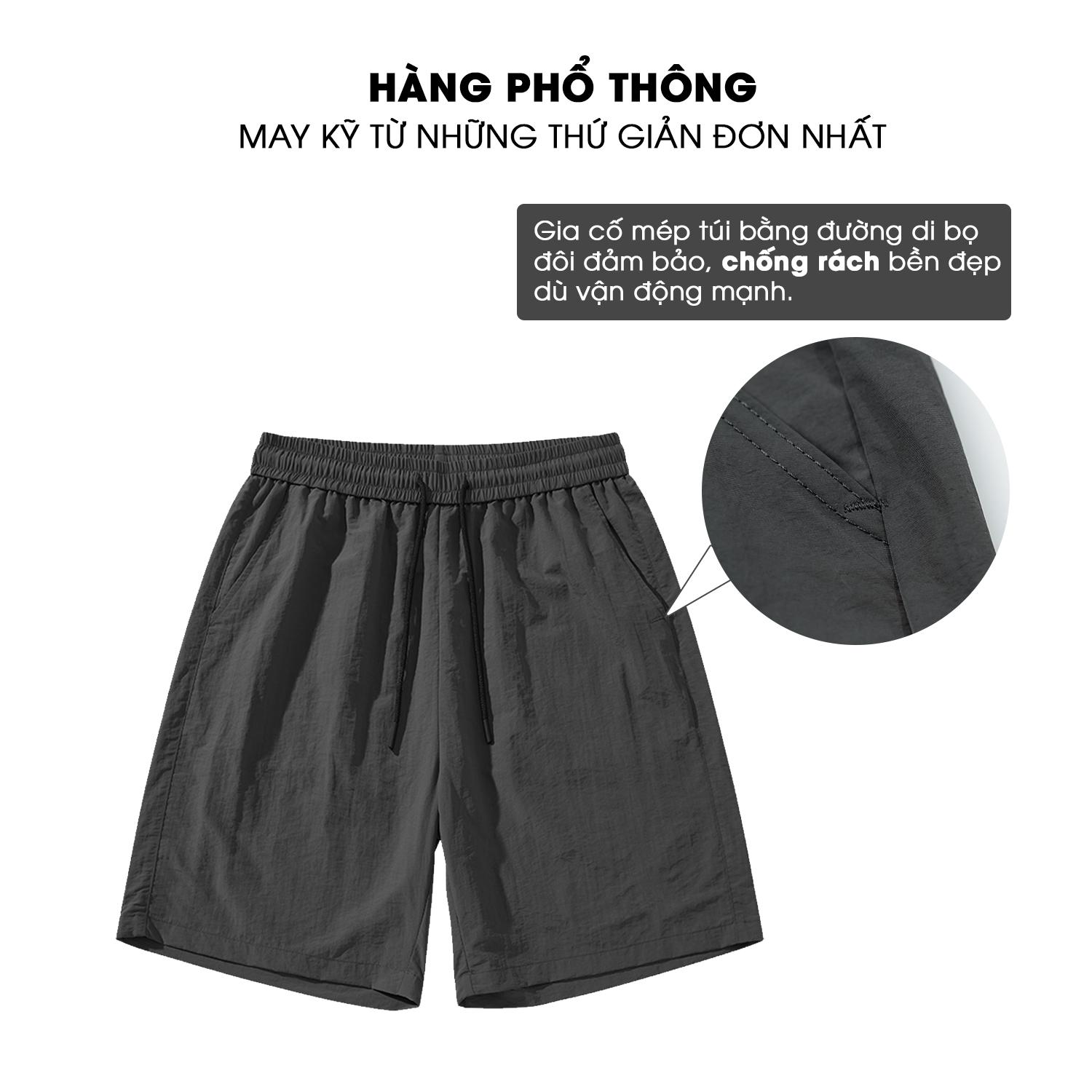 Quần Short Gió Nhăn Nam Nữ Unisex 150GSM Chất Vải Gió Nhăn Cao Cấp Mềm Mịn Form Ống Rộng Oversize Dài Ngang Gối Q210