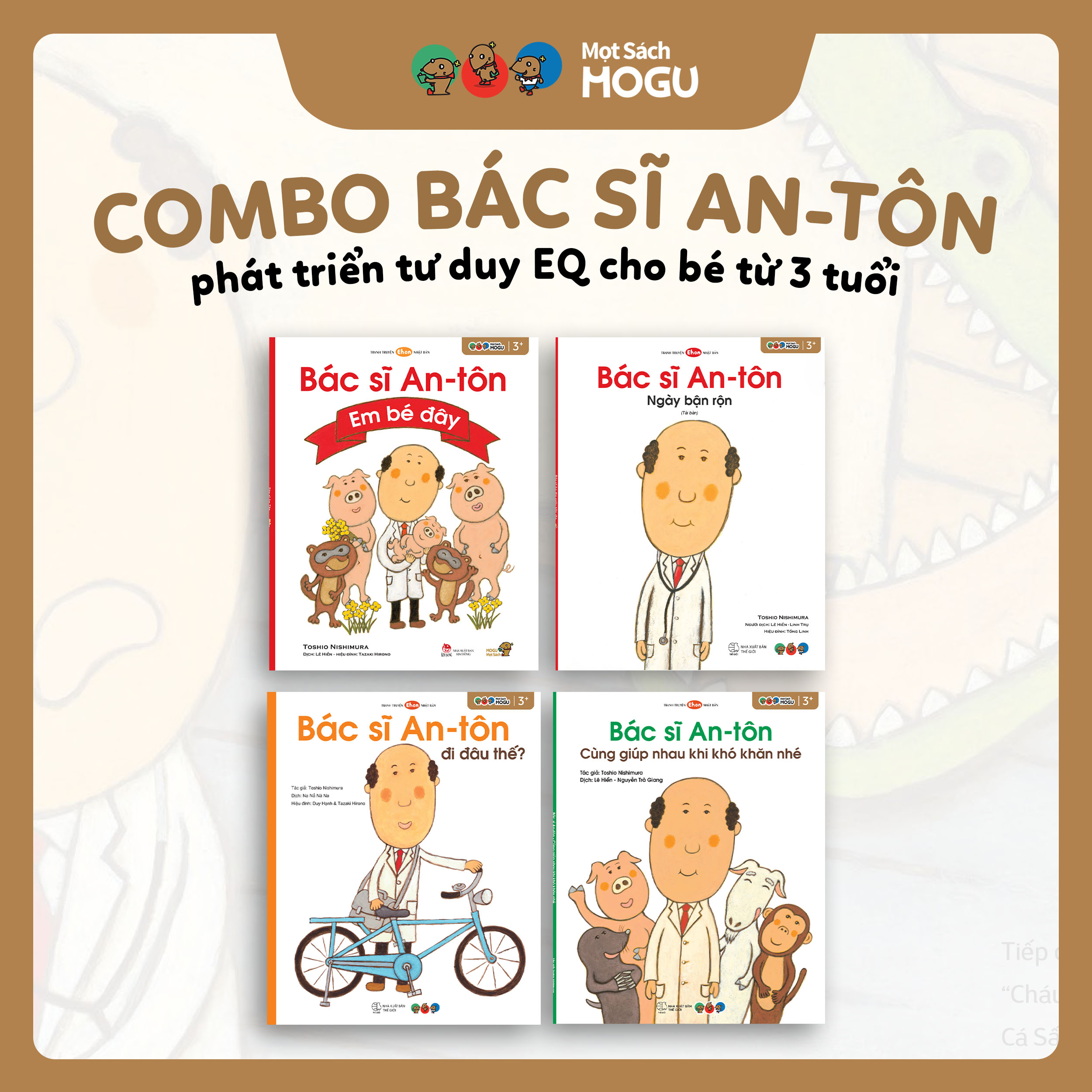 Bộ 4 cuốn Ehon Bác sĩ An-tôn cho bé 3+ học chăm sóc sức khỏe và thấu hiểu cảm xúc