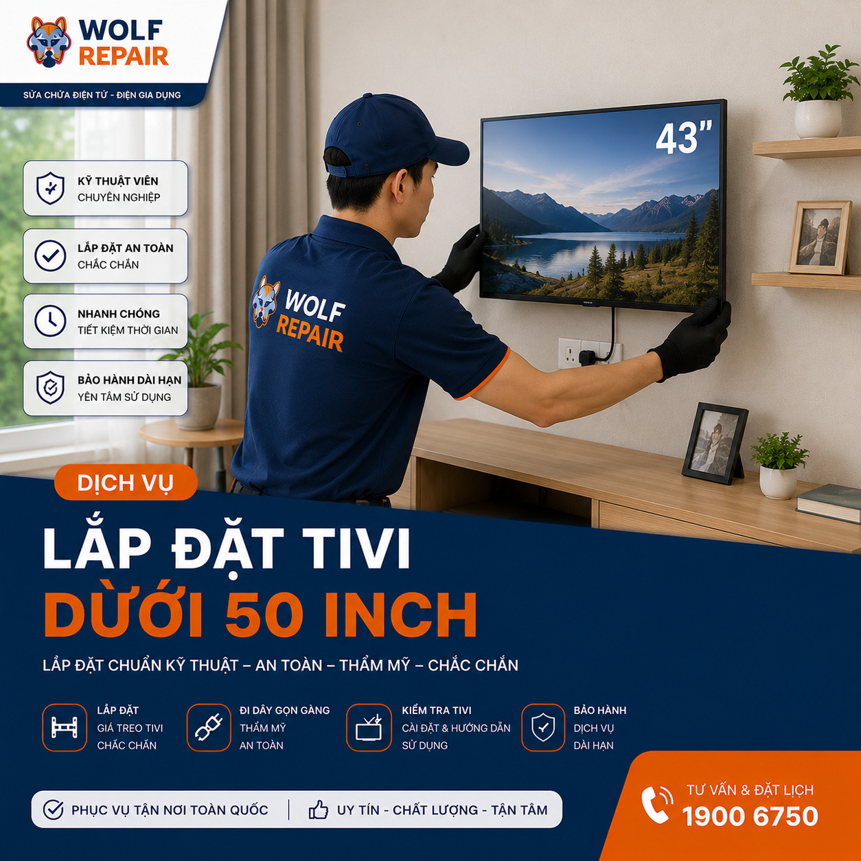 Lắp đặt Tivi dưới 50 inch