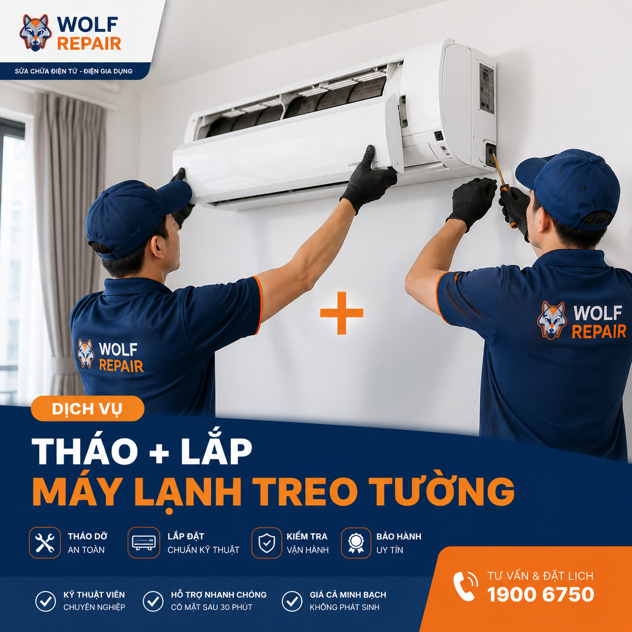 Tháo + Lắp Máy Lạnh Treo Tường
