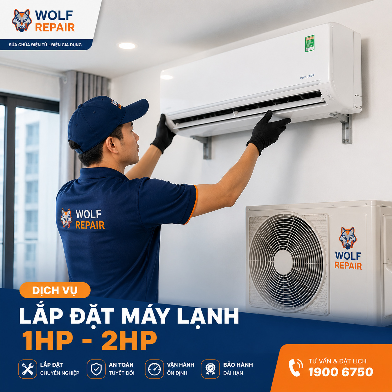 Lắp đặt Máy lạnh 1HP-2HP