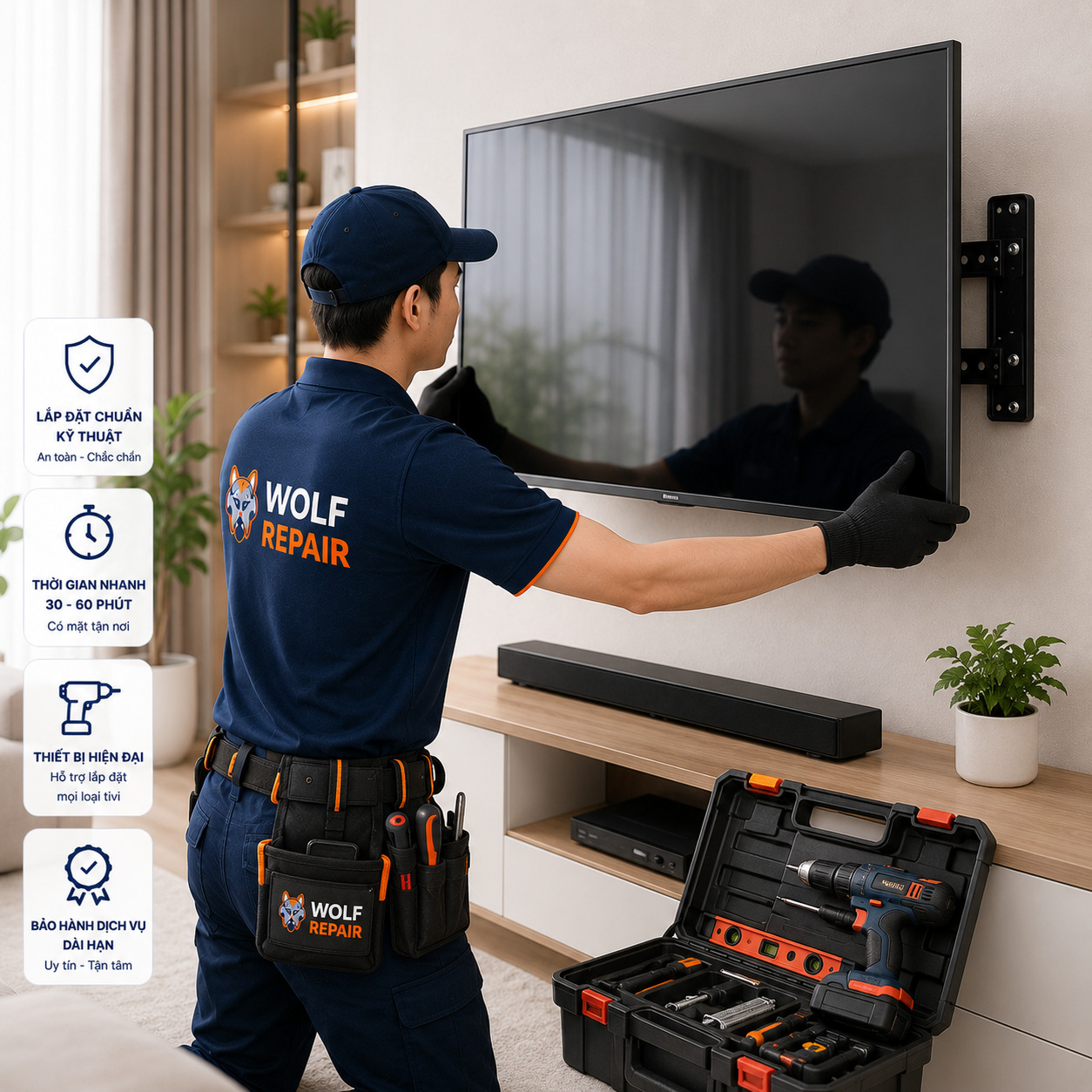 Lắp đặt Tivi từ 50 - dưới 65 inch