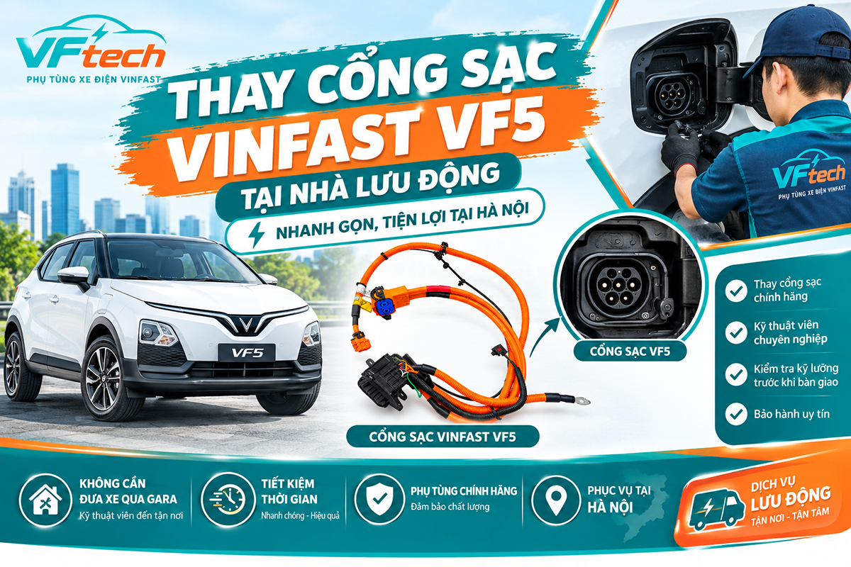Thay Cổng Sạc VinFast VF5 Tại Nhà Lưu Động – Nhanh Gọn, Tiện Lợi Tại Hà Nội